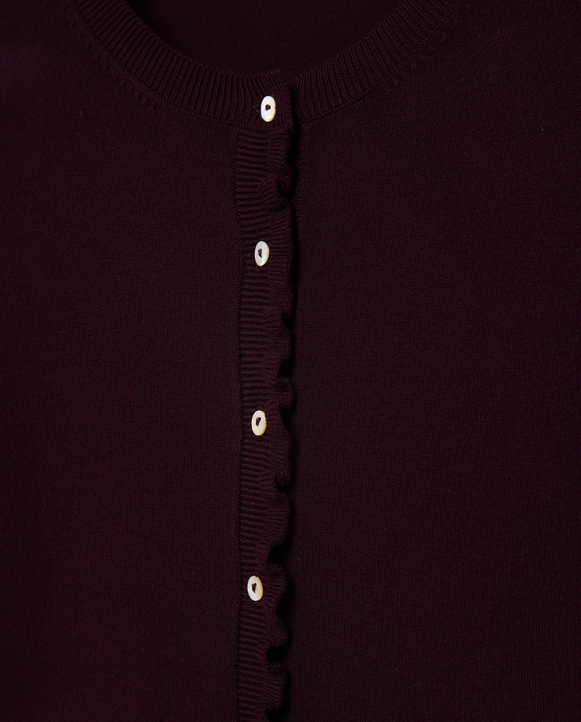 Chaqueta de punto de mujer con tapeta volantes - Easy Wear - 291 Berenjena 291 Berenjena-5