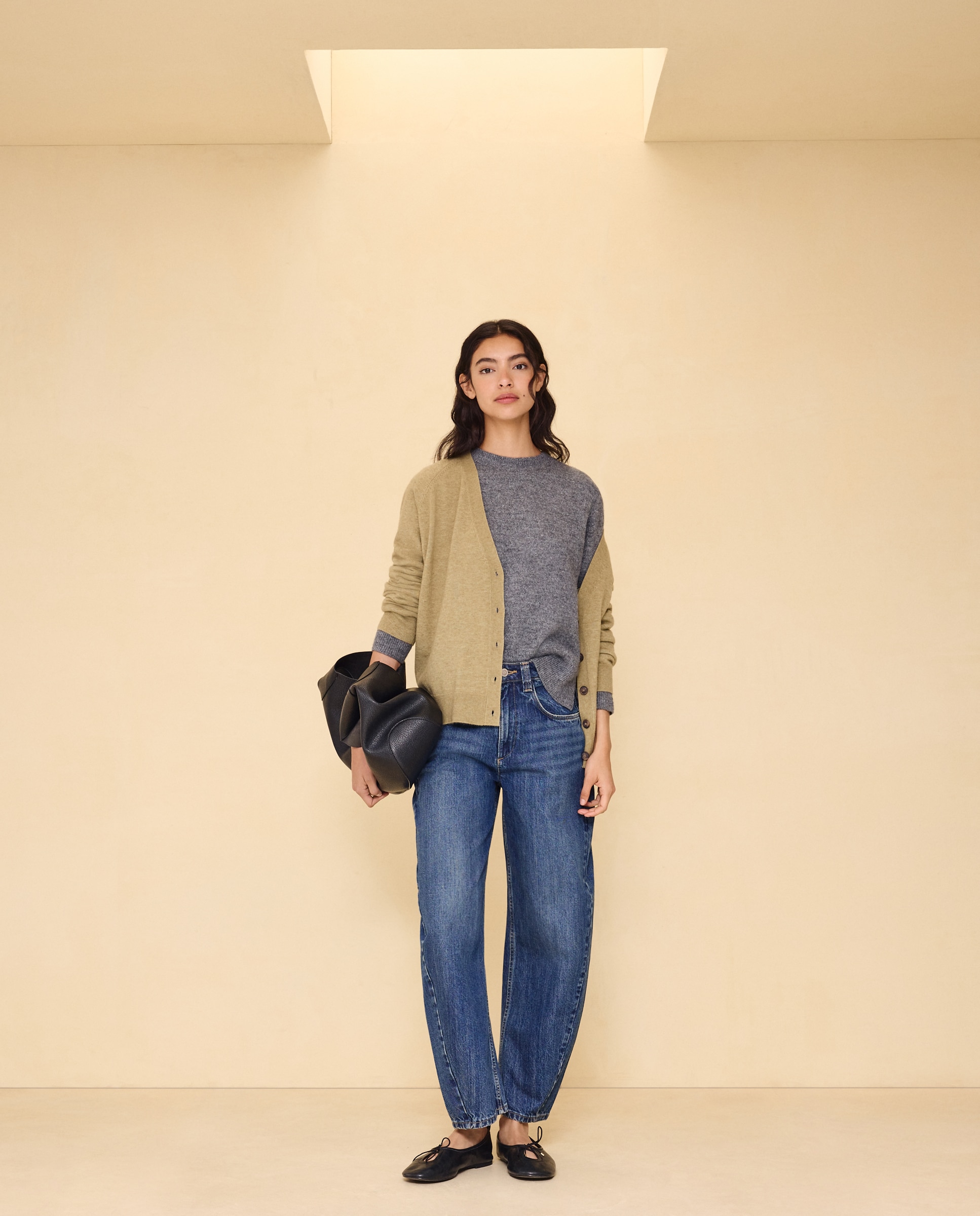 Chaqueta de punto cuello pico de mujer. - Easy Wear - 371 Aceite 371 Aceite-1