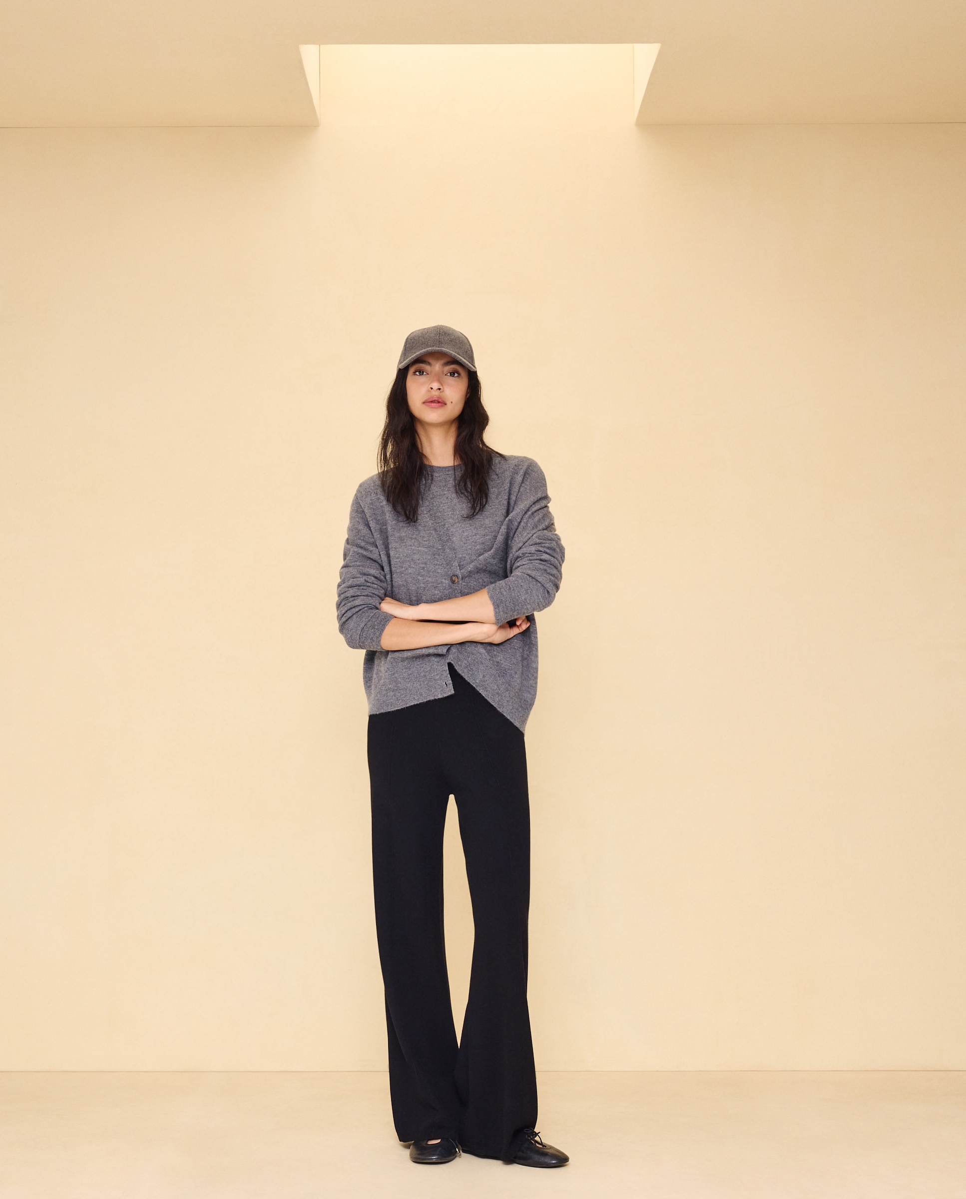Chaqueta de punto cuello pico de mujer. - Easy Wear - 820 Gris medio 820 Gris medio-1