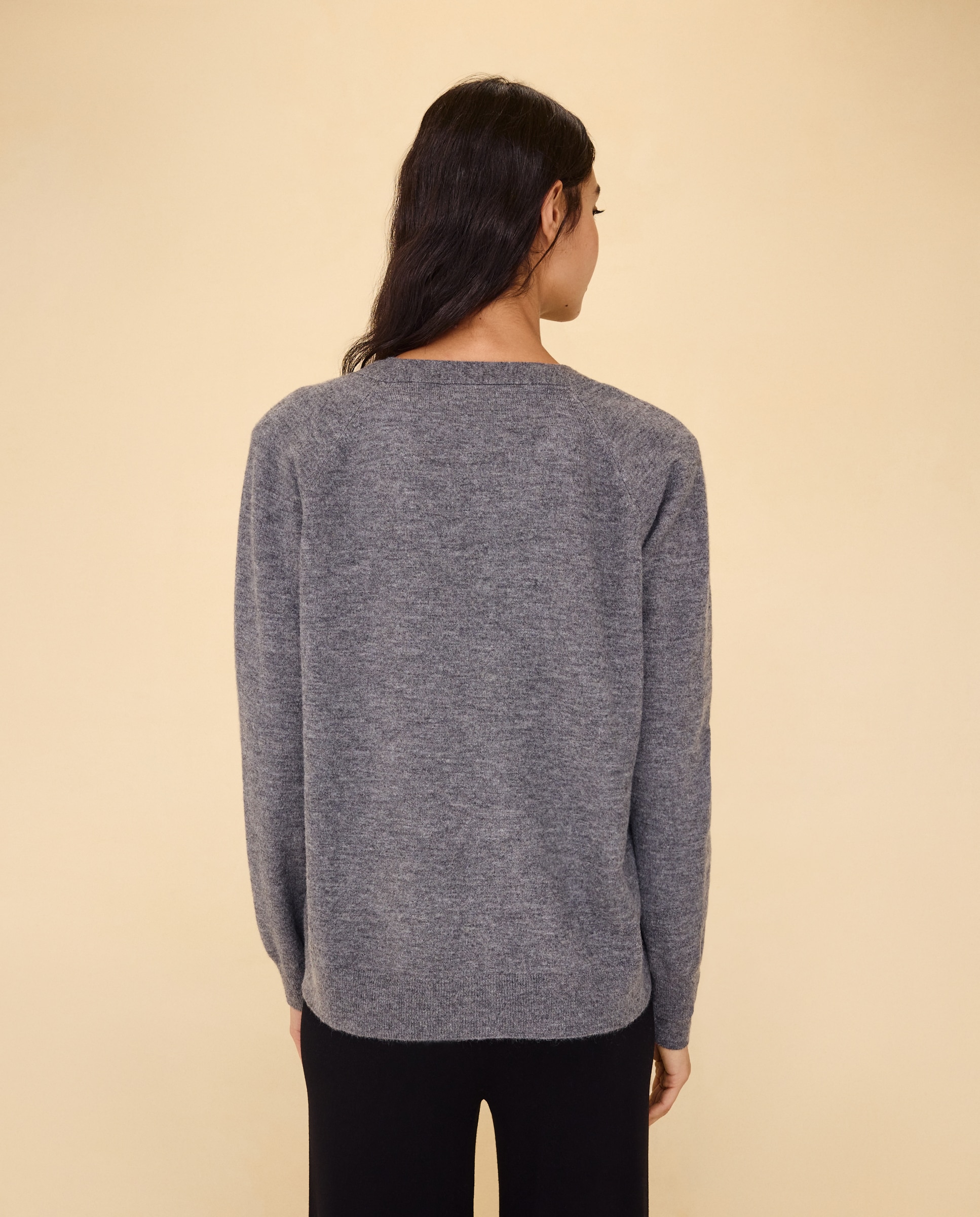 Chaqueta de punto cuello pico de mujer. - Easy Wear - 820 Gris medio 820 Gris medio-3