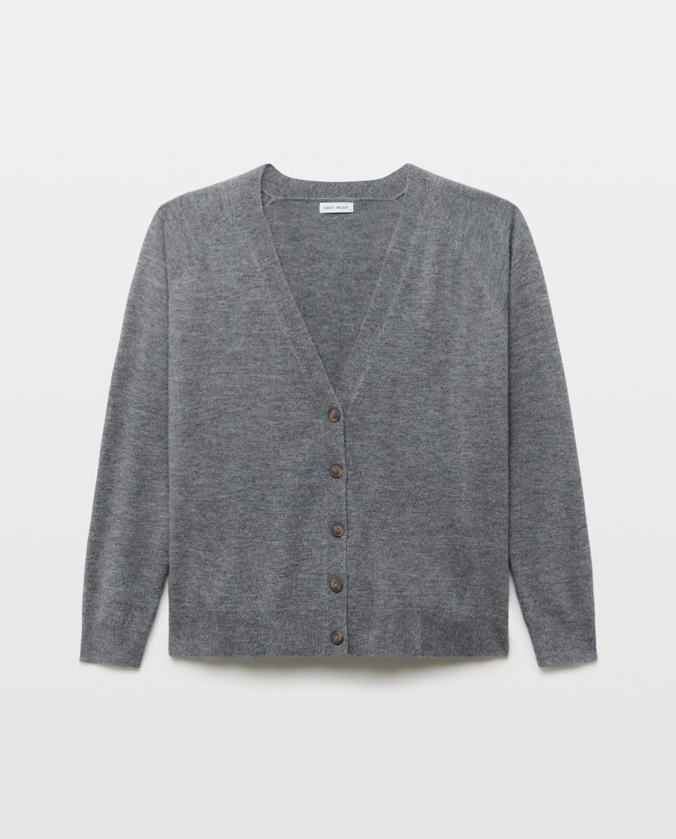 Imagen 0 de Chaqueta de punto cuello pico de mujer. 820 Gris medio