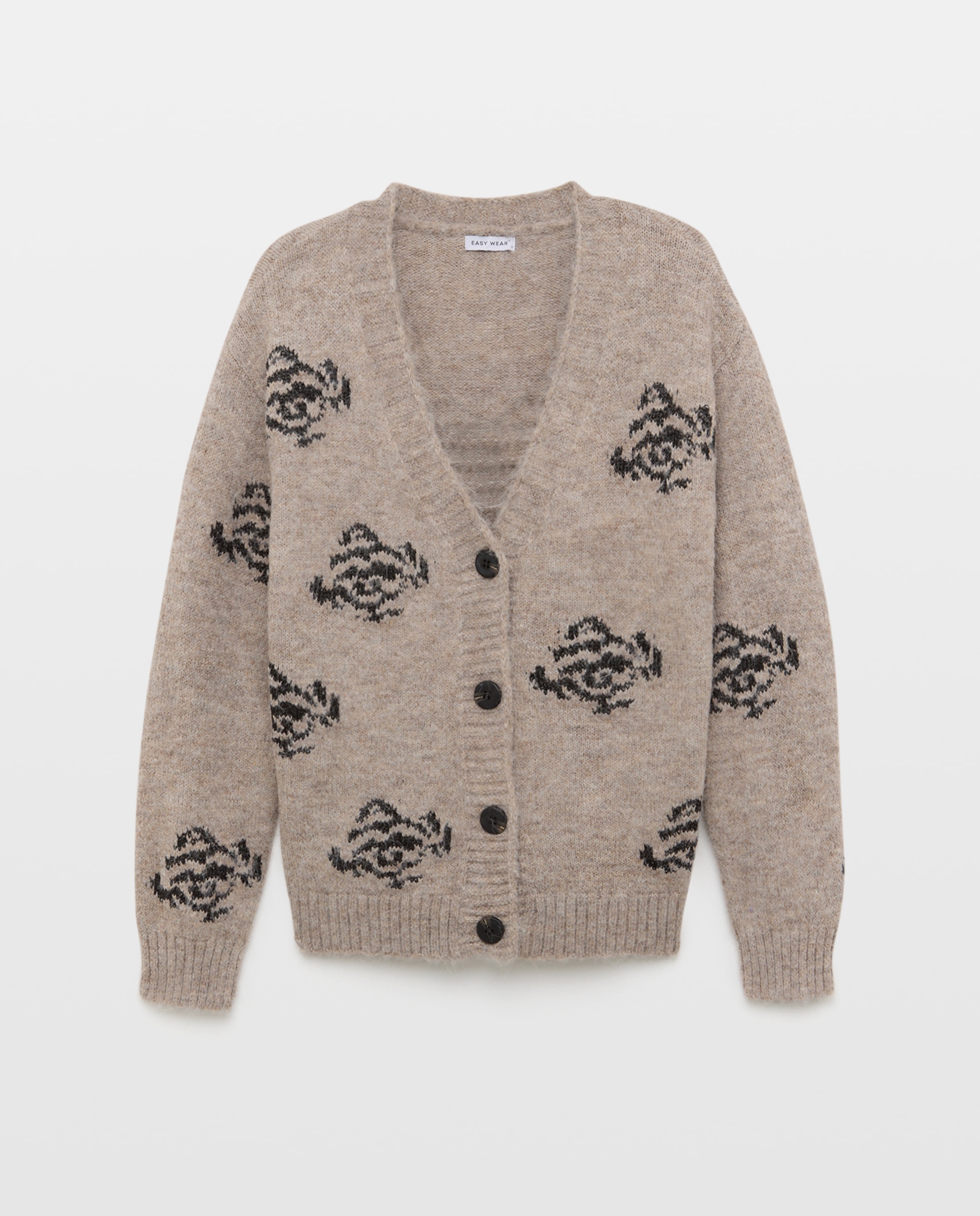 Chaqueta de punto con jacquard de lentejuelas de mujer - Easy Wear - Marrón Marrón-1