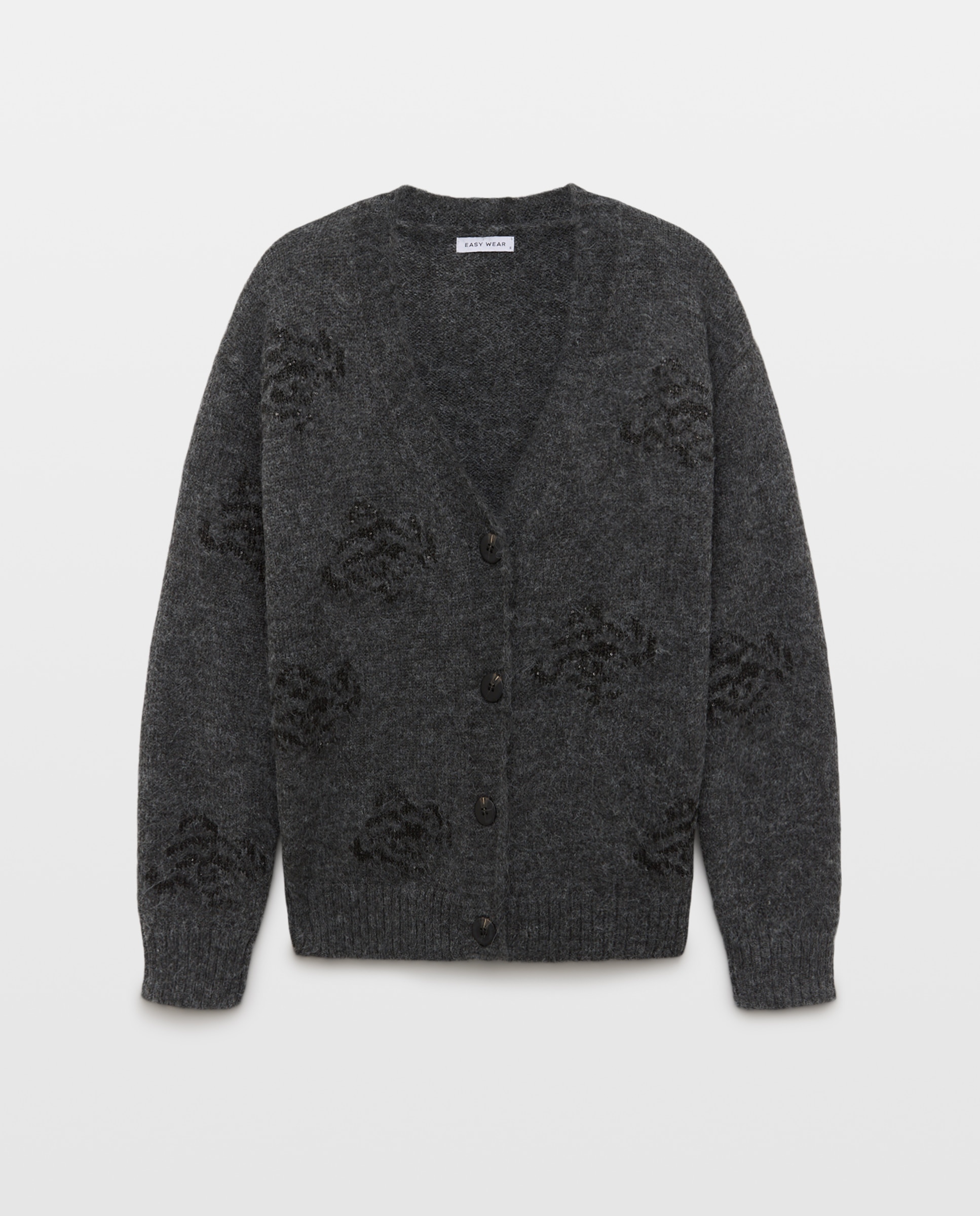 Chaqueta de punto con jacquard de lentejuelas de mujer - Easy Wear - Plomo Plomo-1