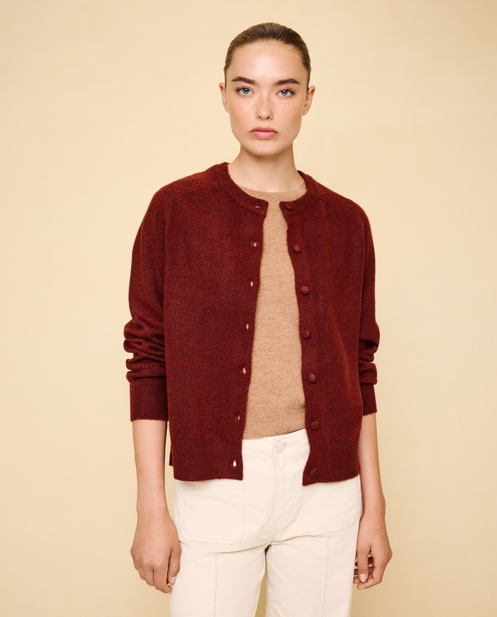 Chaqueta de punto con botón forrado de mujer. - Easy Wear - 740 Tabaco 740 Tabaco-2
