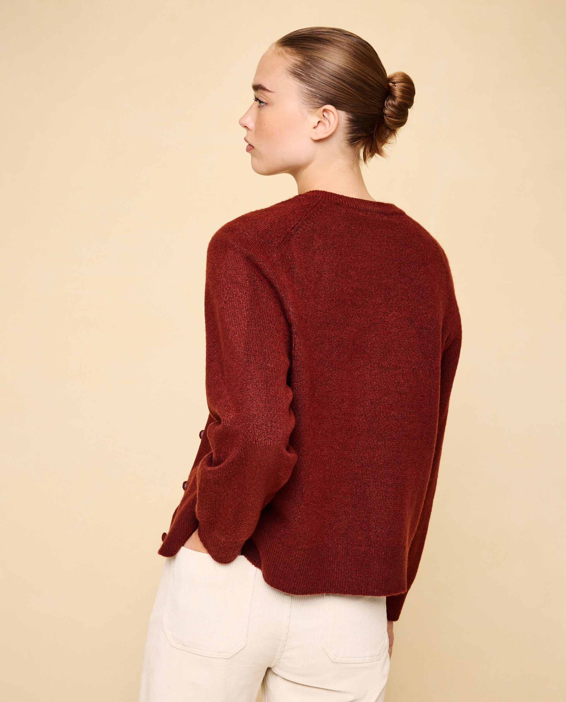 Chaqueta de punto con botón forrado de mujer. - Easy Wear - 740 Tabaco 740 Tabaco-3