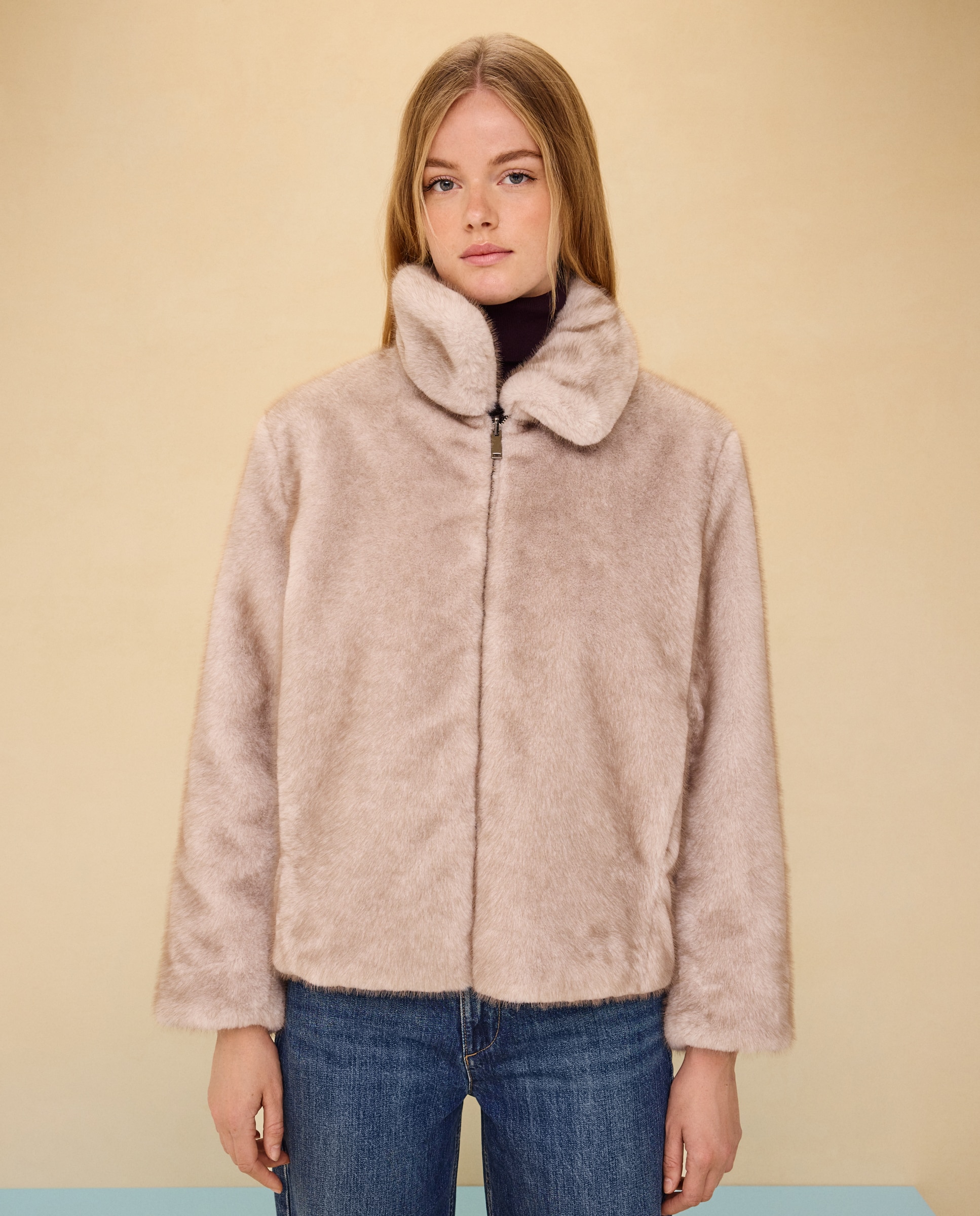 Imagen 1 de Abrigo acolchado reversible de mujer efecto pelo - Easy Wear - Rice paper Rice paper