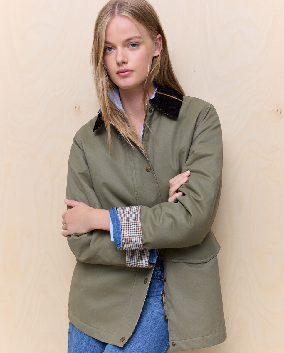 Parka Encerada de Gola de Bombazina 730 Camel-2