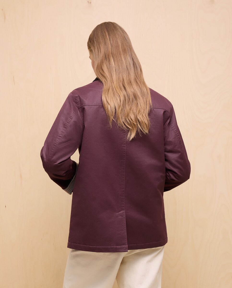 Parka Encerada de Gola de Bombazina Bordeaux-4