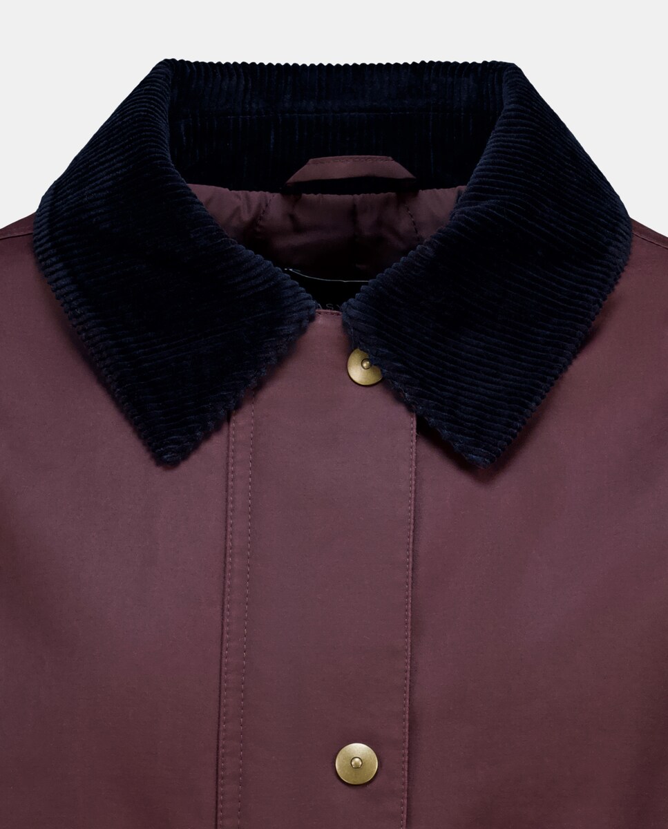 Parka Encerada de Gola de Bombazina Bordeaux-6