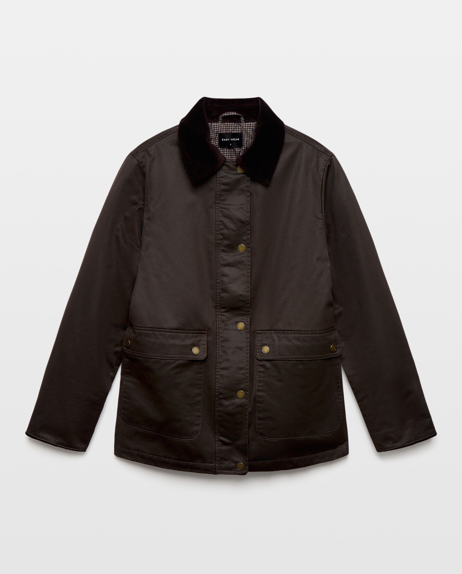 Parka de mujer encerada cuello pana - Easy Wear - Marrón Marrón-4