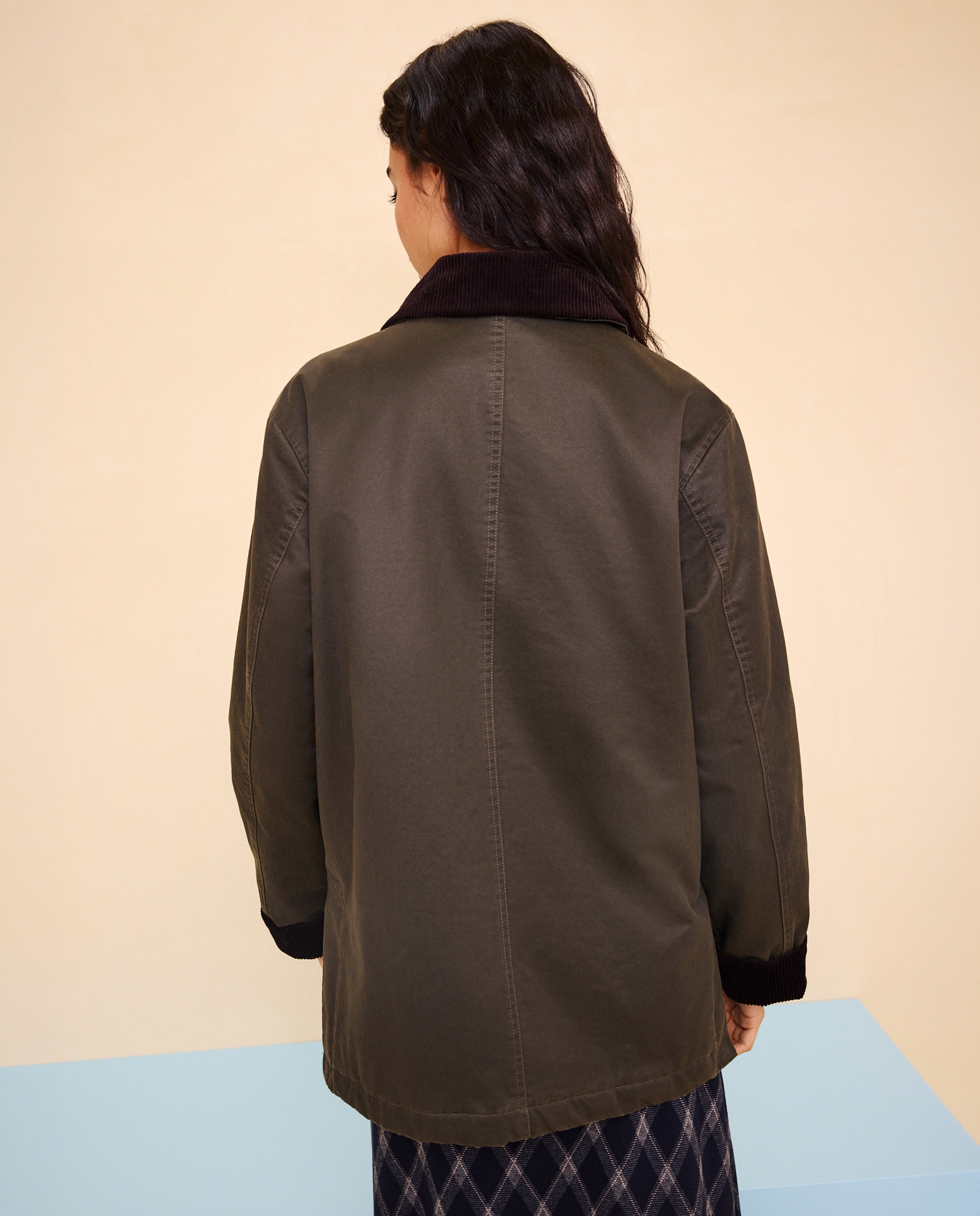Parka de mujer encerada cuello pana - Easy Wear - 520 Kaki 520 Kaki-3