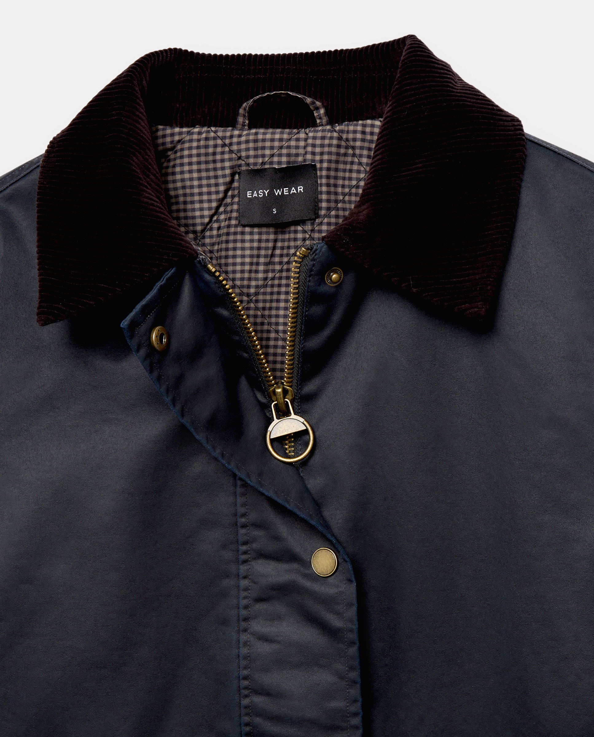Parka Encerada com Gola de Bombazina Azul-marinho-2