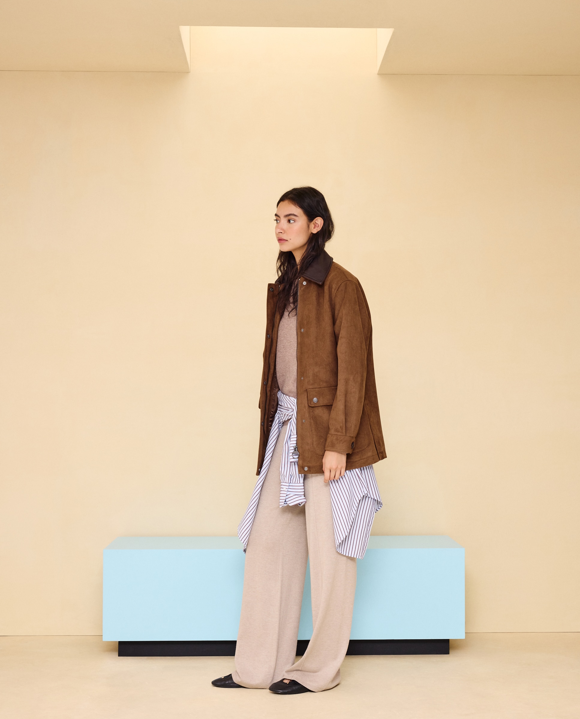 Parka de mujer encerada cuello pana - Easy Wear - Marrón Marrón-2