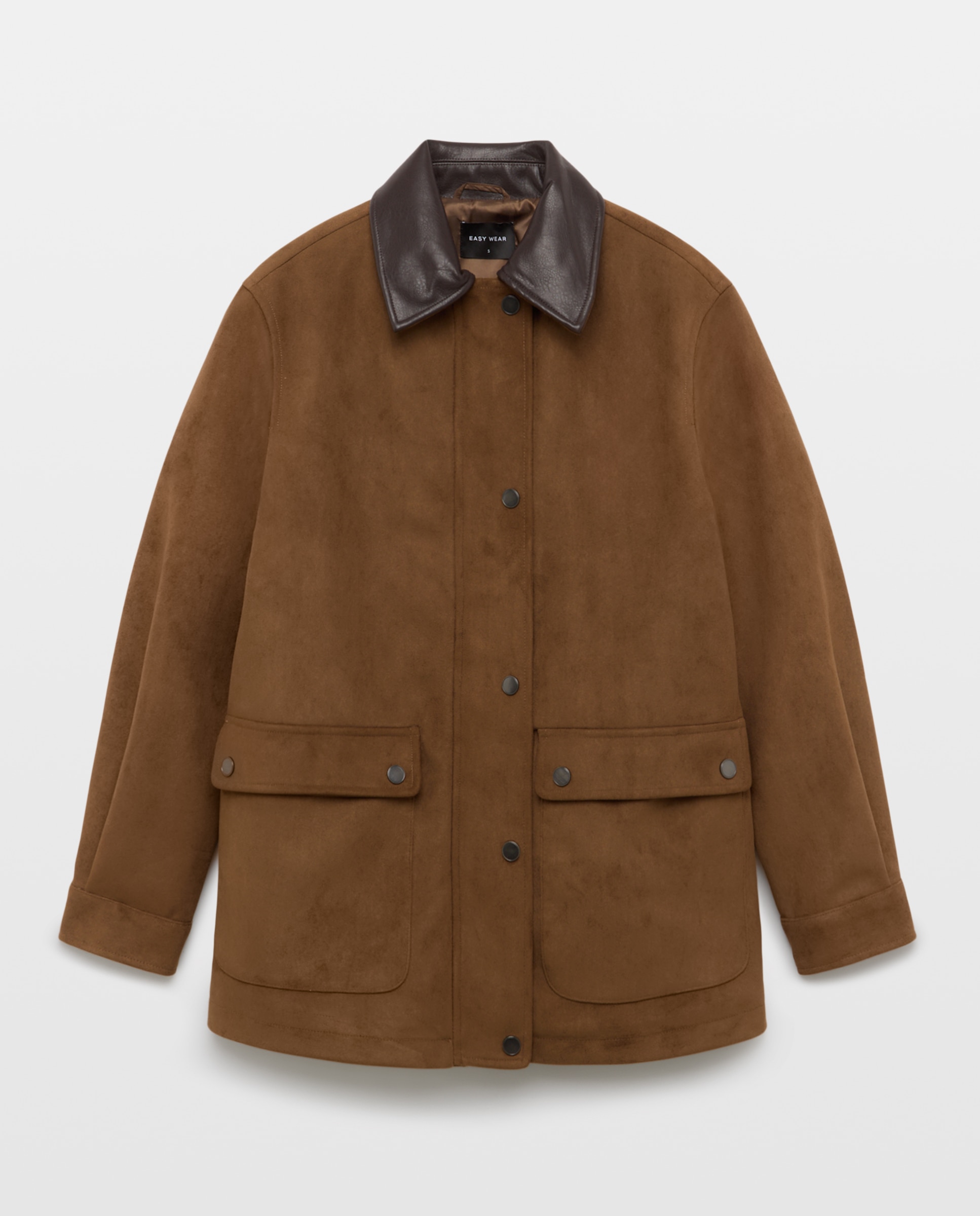 Parka de mujer encerada cuello pana - Easy Wear - Marrón Marrón-5