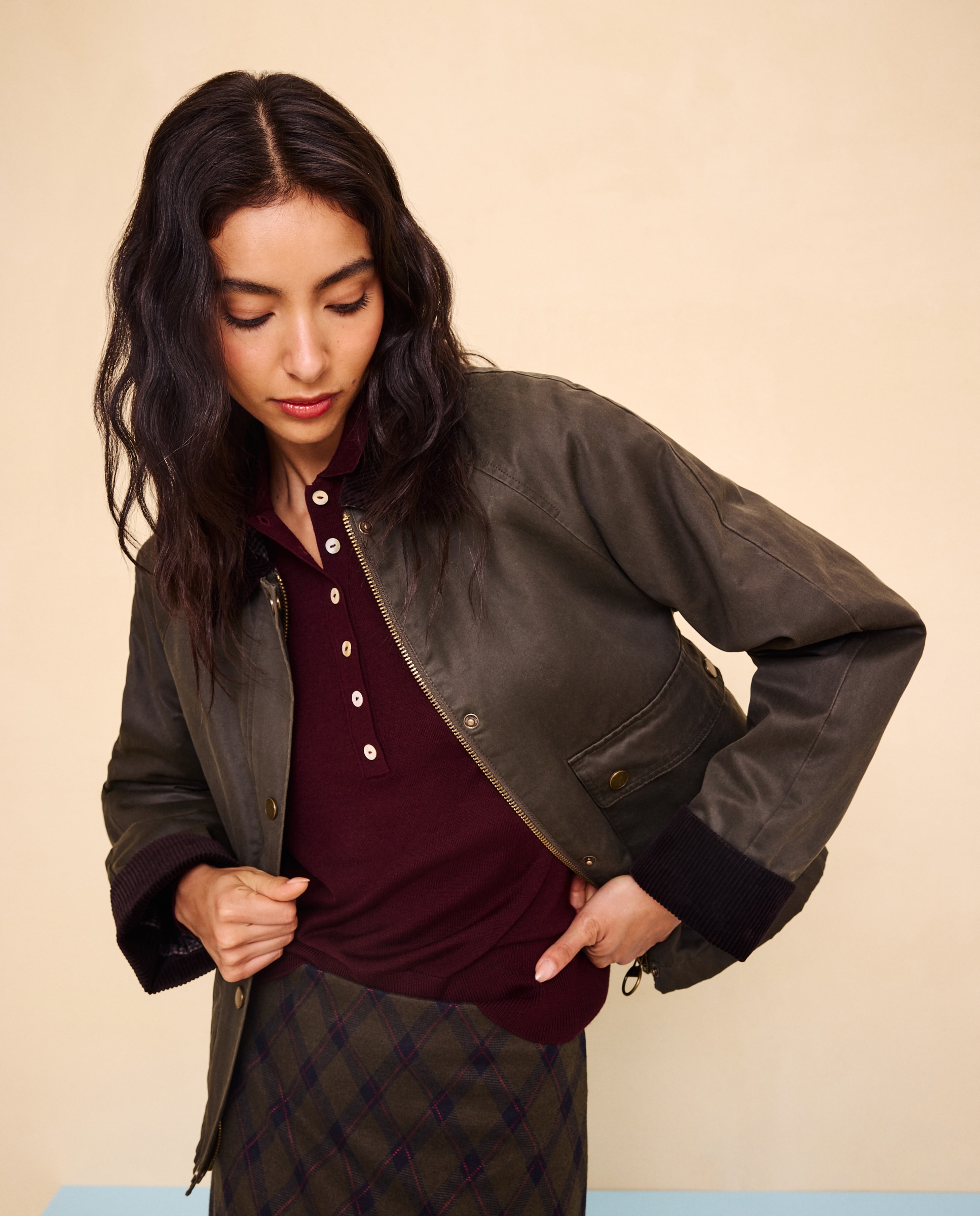 Parka de mujer encerada corta - Easy Wear - 520 Kaki 520 Kaki-2