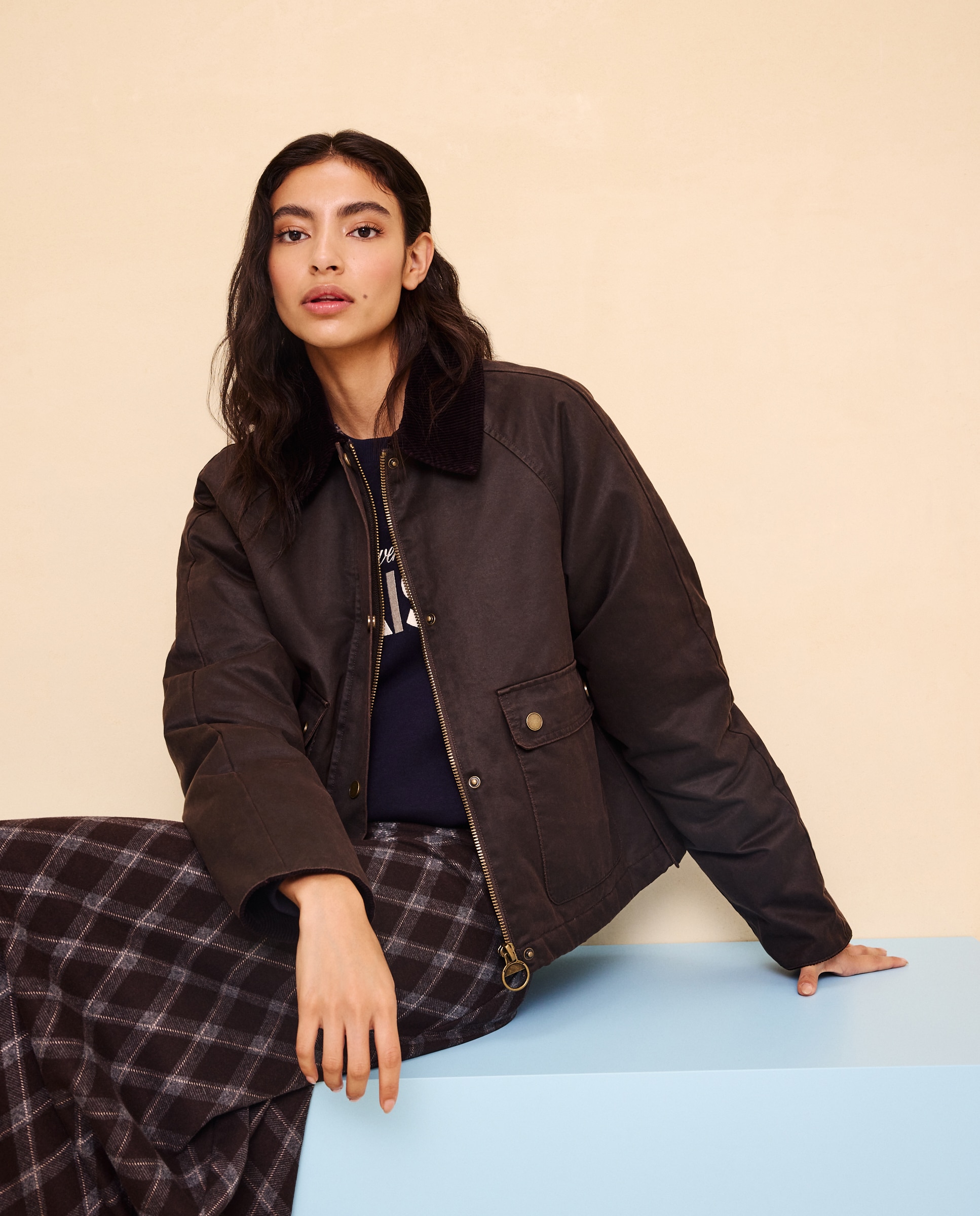 Parka de mujer encerada corta - Easy Wear - Marrón Marrón-1