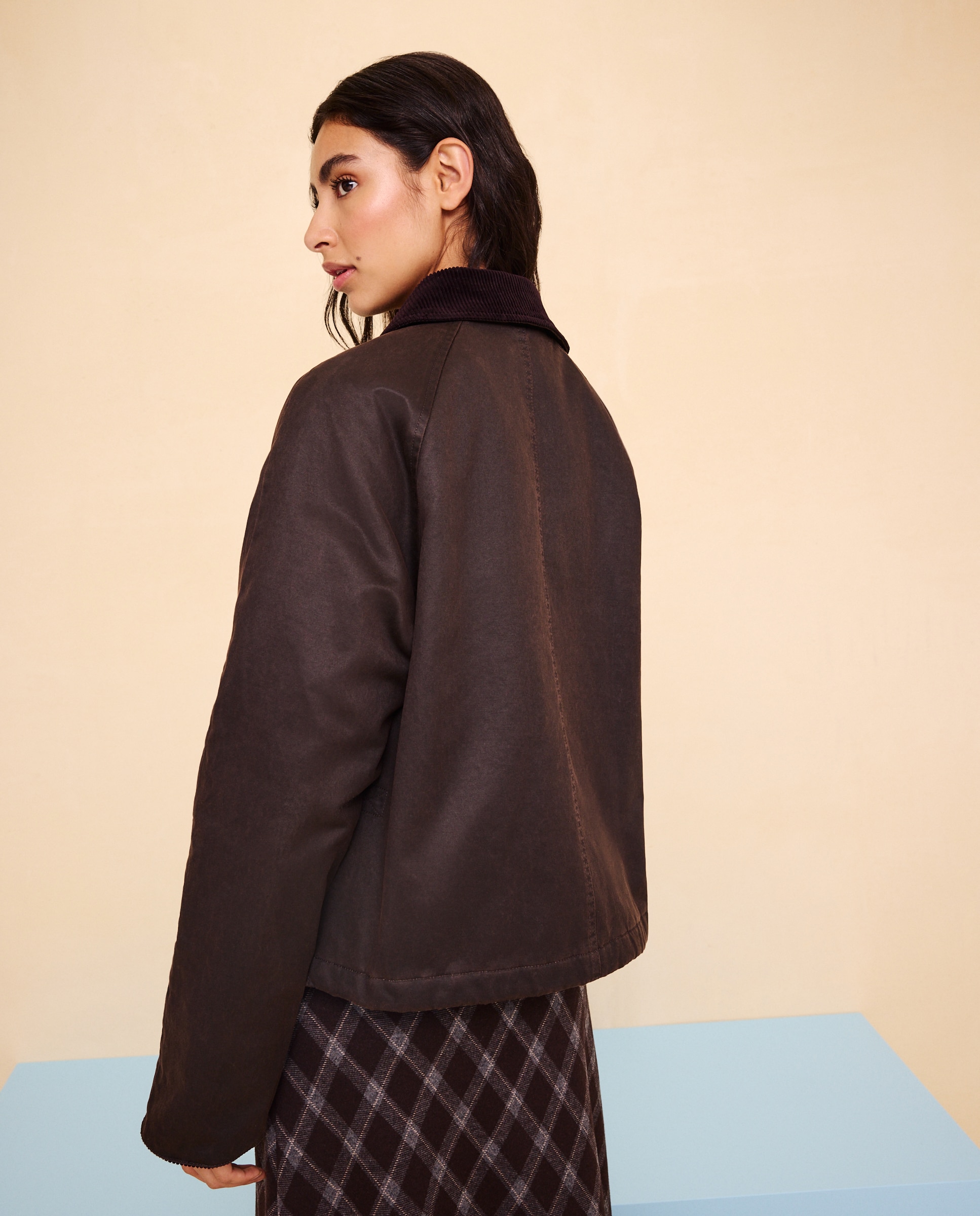 Parka de mujer encerada corta - Easy Wear - Marrón Marrón-3