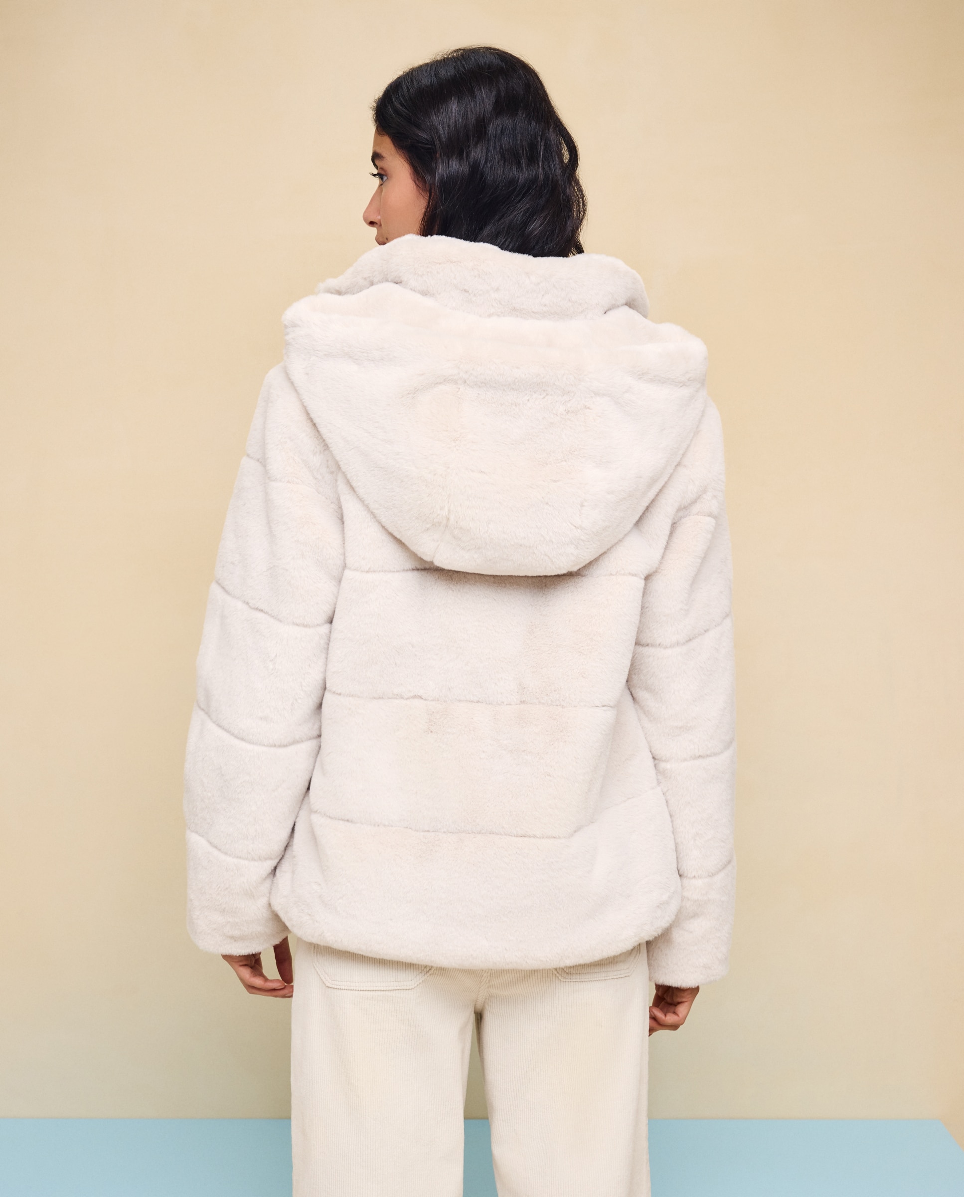 Abrigo de mujer efecto pelo - Easy Wear - 120 Crudo 120 Crudo-4