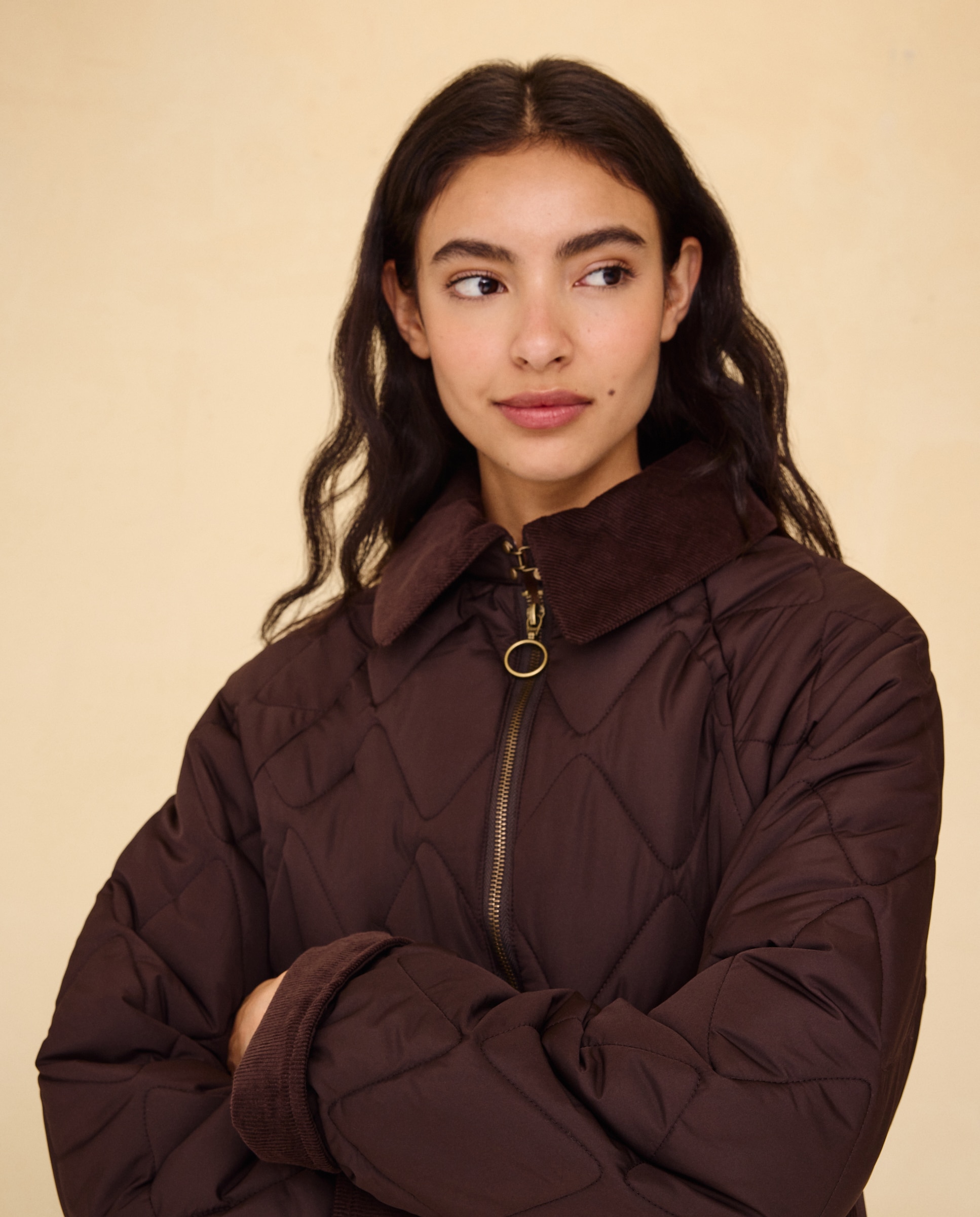 Parka acolchada cuello pana - Easy Wear - Chocolate Chocolate-1