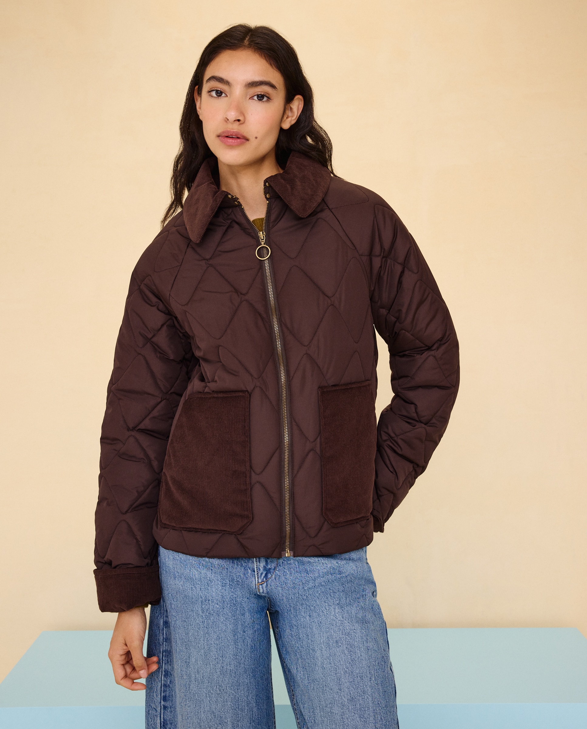 Parka acolchada cuello pana - Easy Wear - Chocolate Chocolate-2