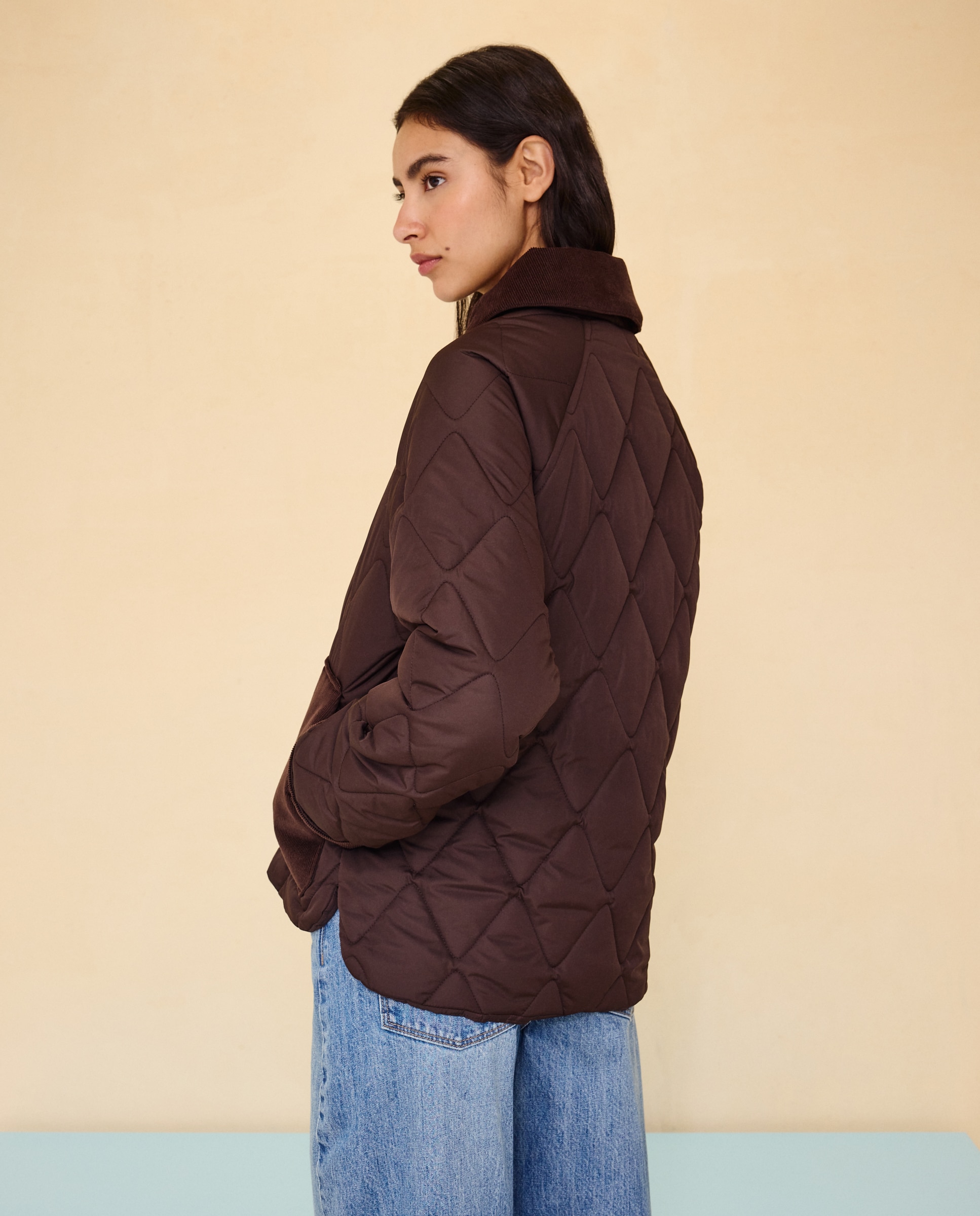 Parka acolchada cuello pana - Easy Wear - Chocolate Chocolate-4