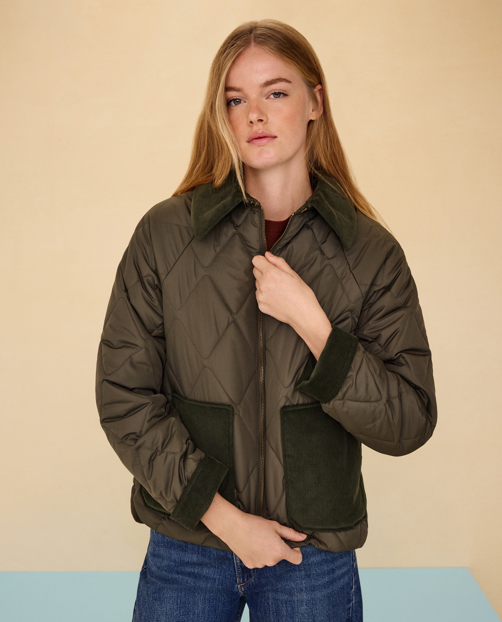 Parka Acolchoada com Gola de Bombazina 520 Caqui-3