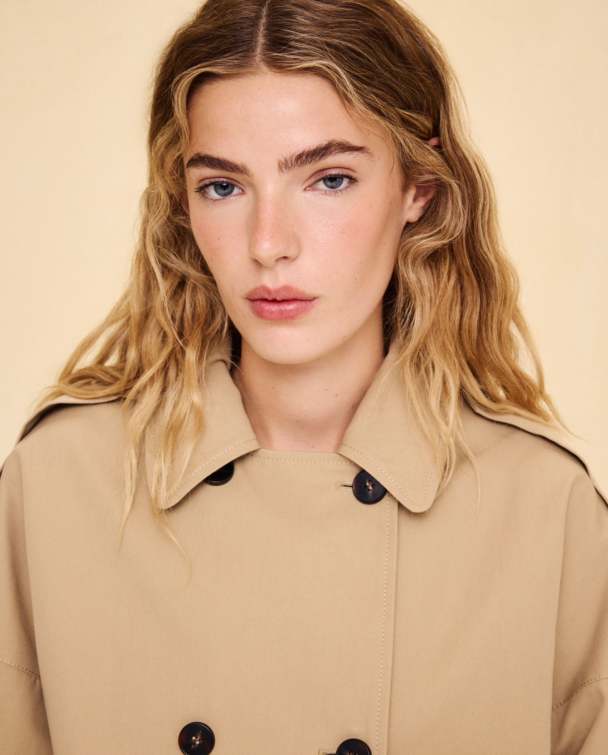 Gabardina de mujer corta cruzada - Easy Wear - Beige Beige-1