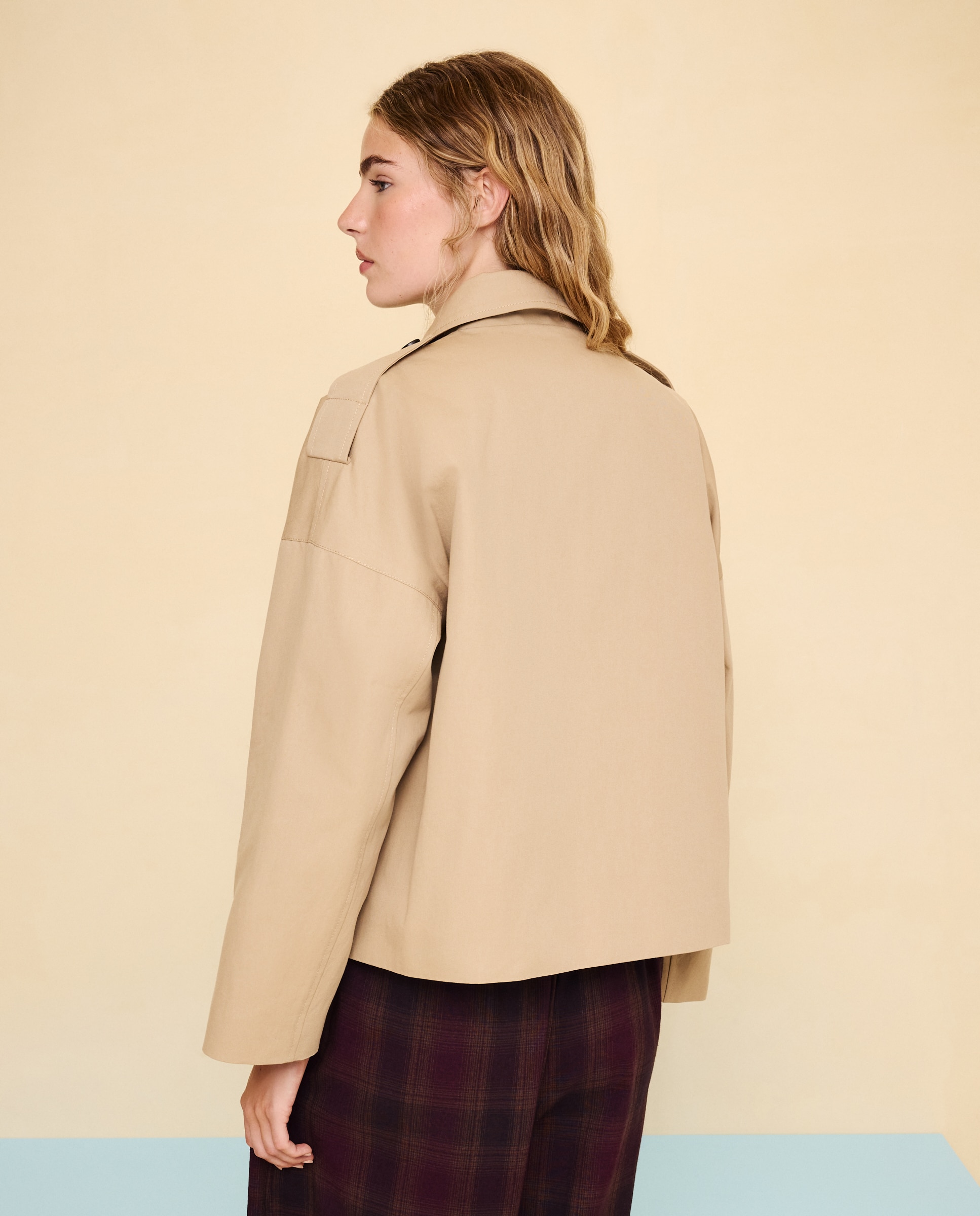 Gabardina de mujer corta cruzada - Easy Wear - Beige Beige-3
