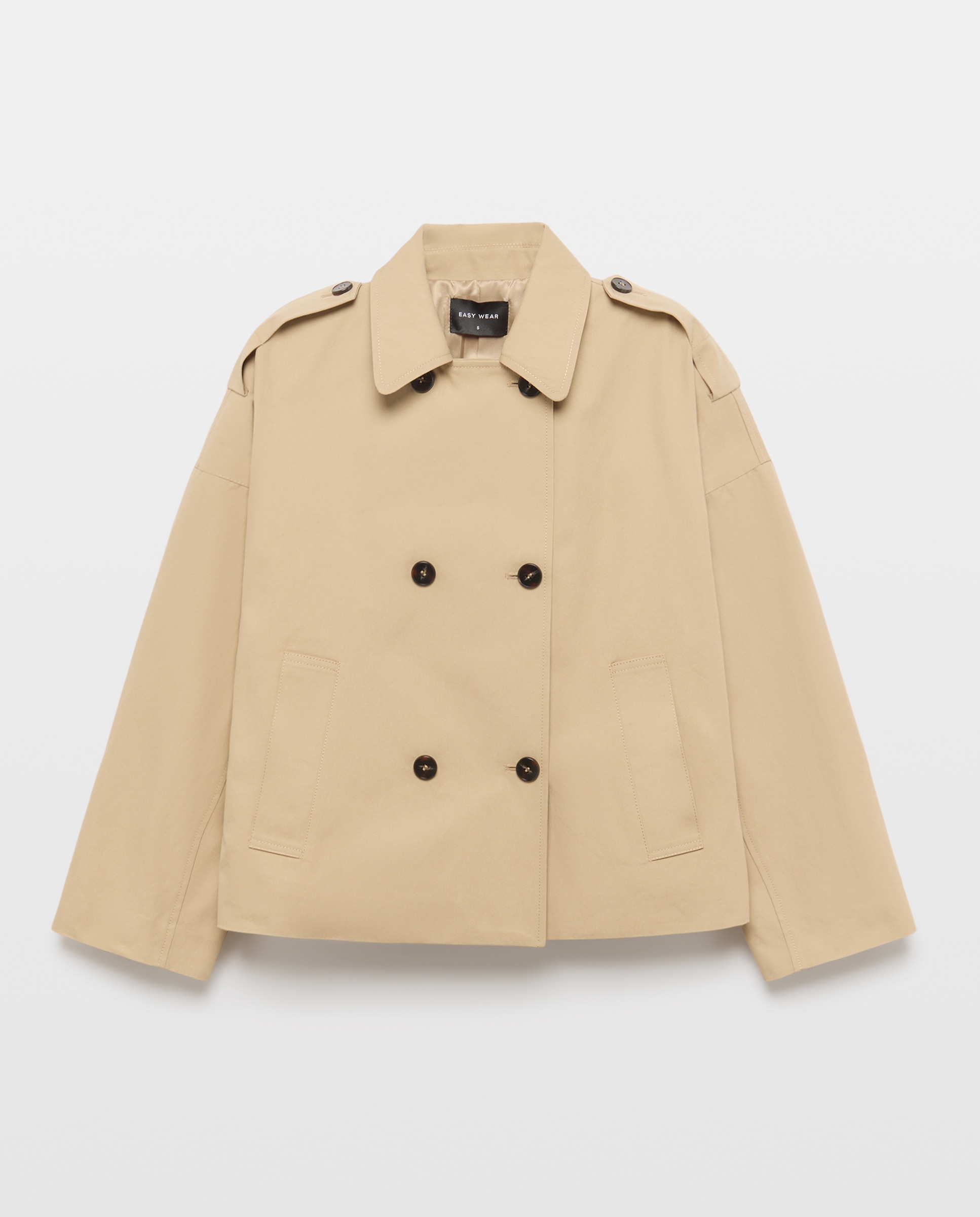 Gabardina de mujer corta cruzada - Easy Wear - Beige Beige-5