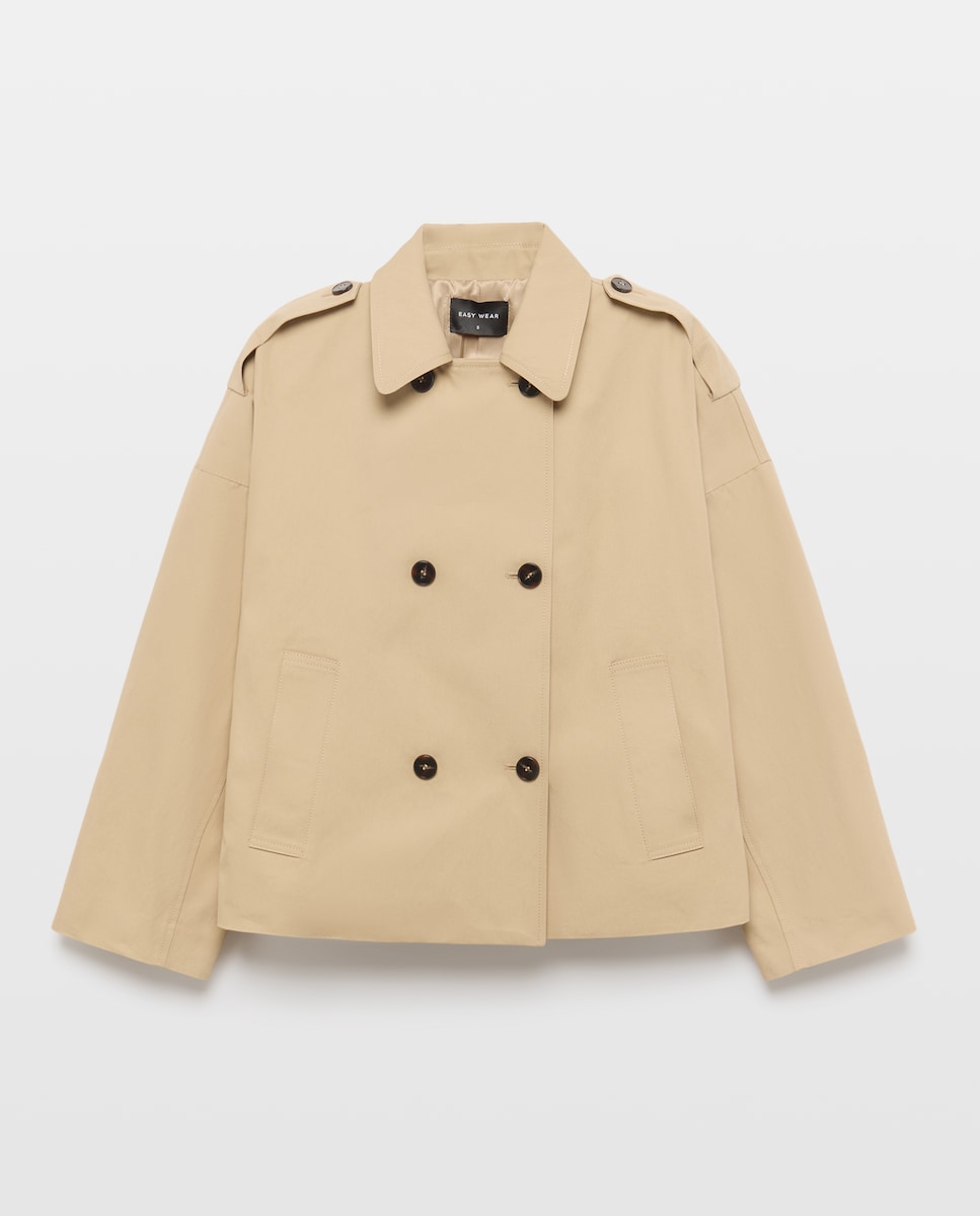 Imagen 0 de Gabardina de mujer corta cruzada 530 Verde oscuro