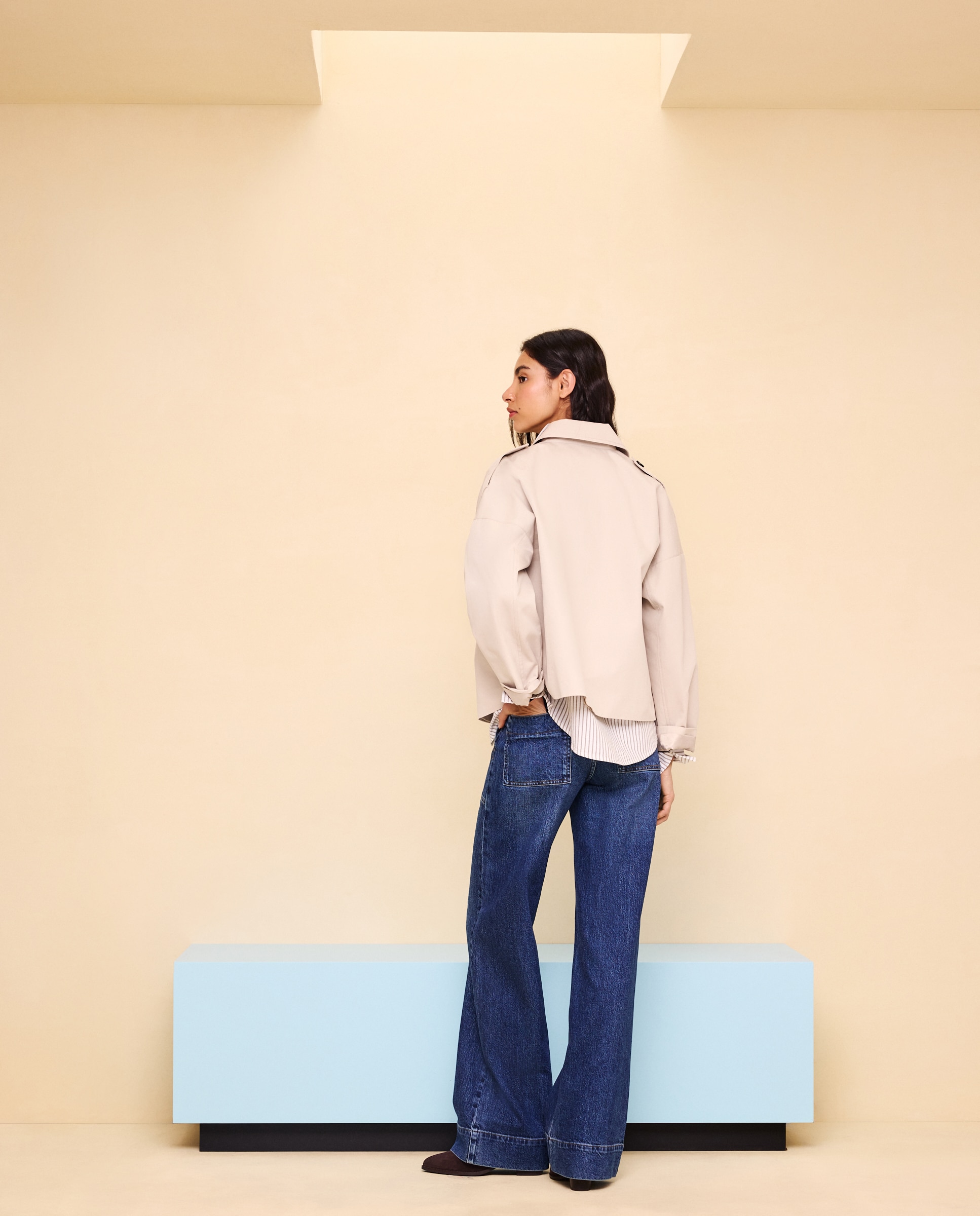 Gabardina de mujer corta cruzada - Easy Wear - Rice paper Rice paper-3