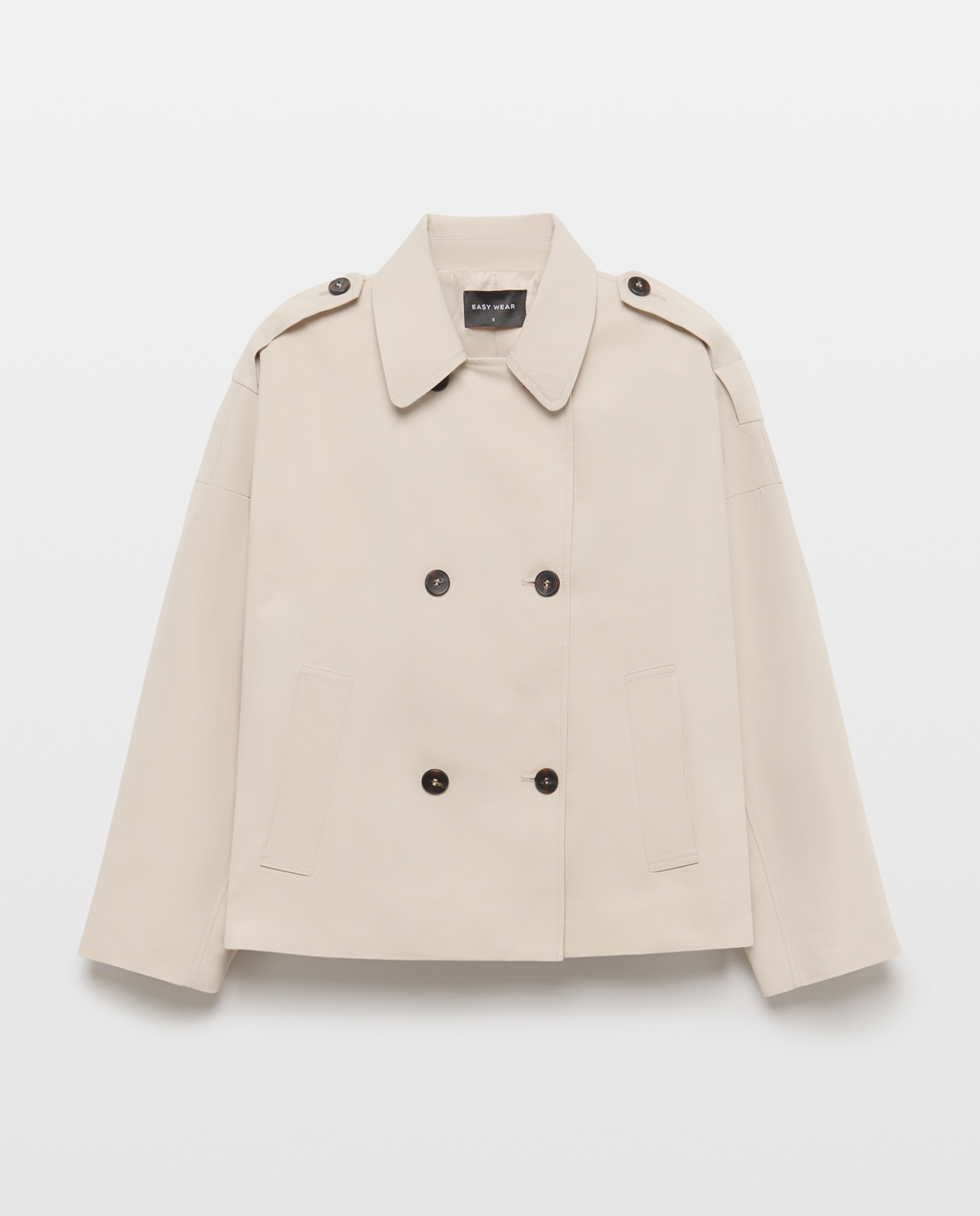 Gabardina de mujer corta cruzada - Easy Wear - Rice paper Rice paper-4