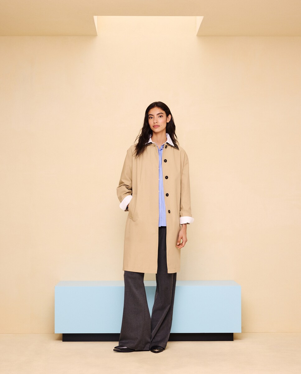 Imagen 0 de Gabardina de mujer larga Beige