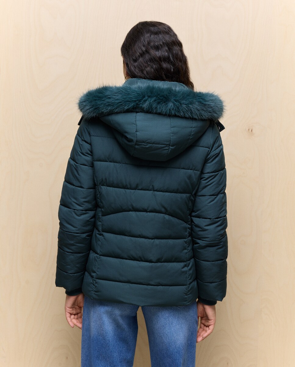 Sobretudo Acolchoado com Capuz e Forro 530 Verde Escuro-4