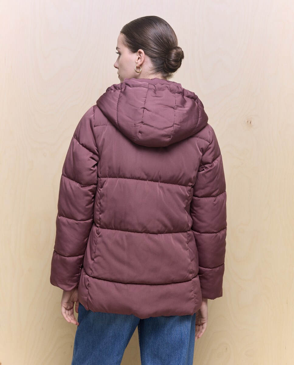 Casaco Acolchoado com Efeito de Peça Dupla Chocolate-3