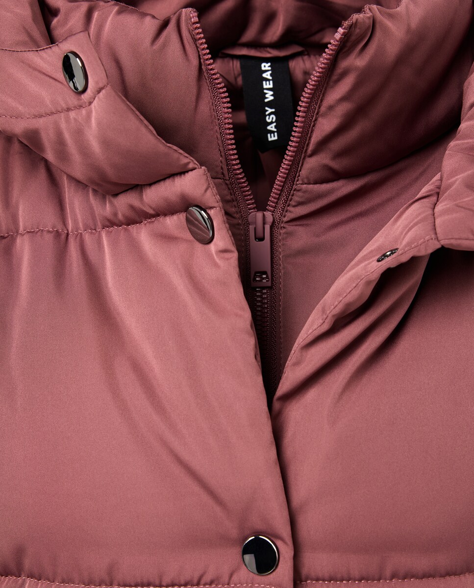 Casaco Acolchoado com Efeito de Peça Dupla Chocolate-6