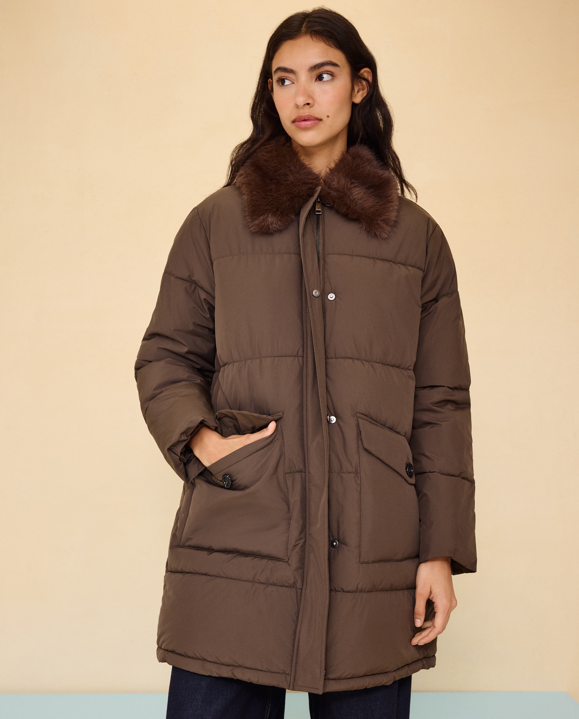 Imagen 2 de Acolchado de mujer largo cuello pelo - Easy Wear - 520 Kaki 520 Kaki