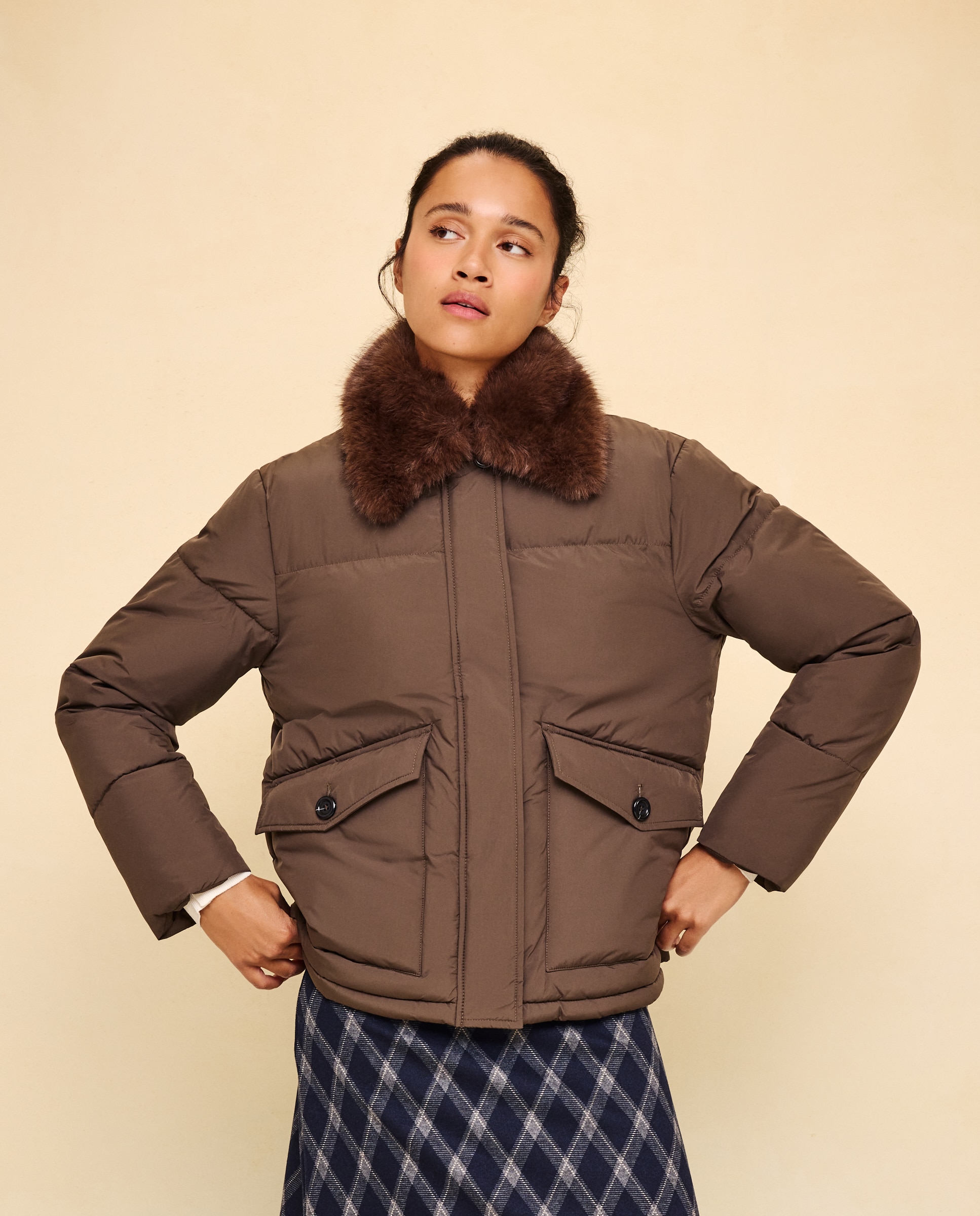 Imagen 1 de Acolchado de mujer corto cuello pelo - Easy Wear - 520 Kaki 520 Kaki