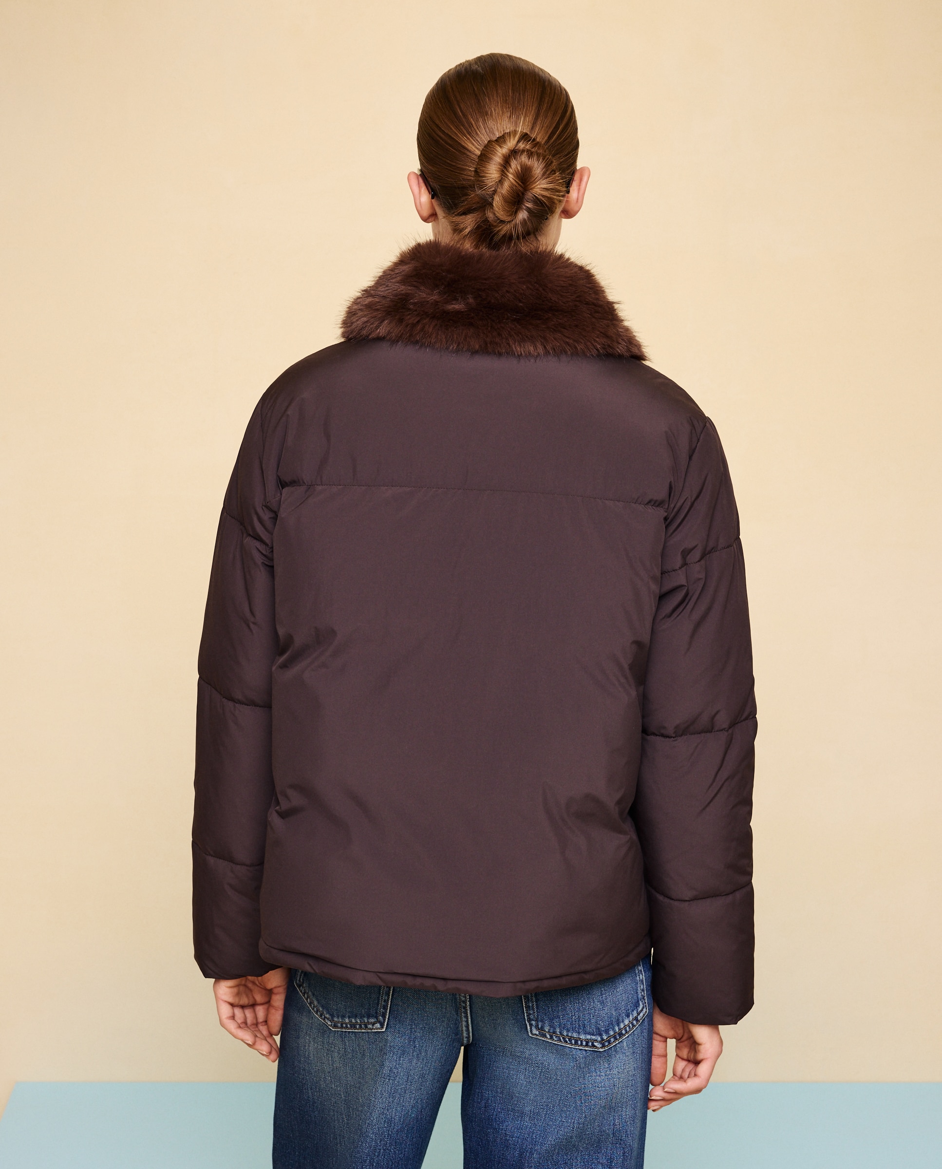 Imagen 3 de Acolchado de mujer corto cuello pelo - Easy Wear - Marrón Marrón