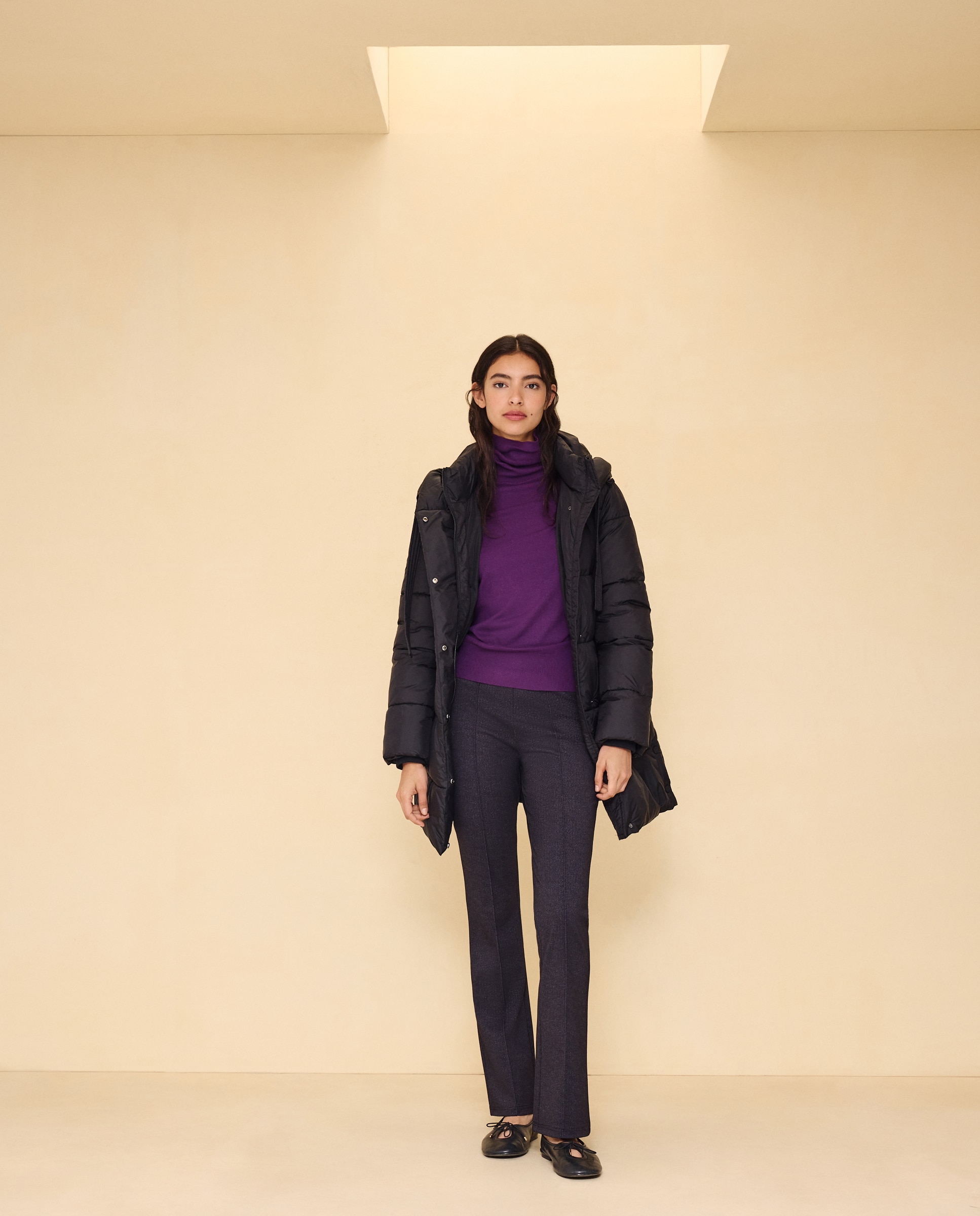 Imagen 2 de Abrigo acolchado cruzado capucha - Easy Wear - Negro Negro