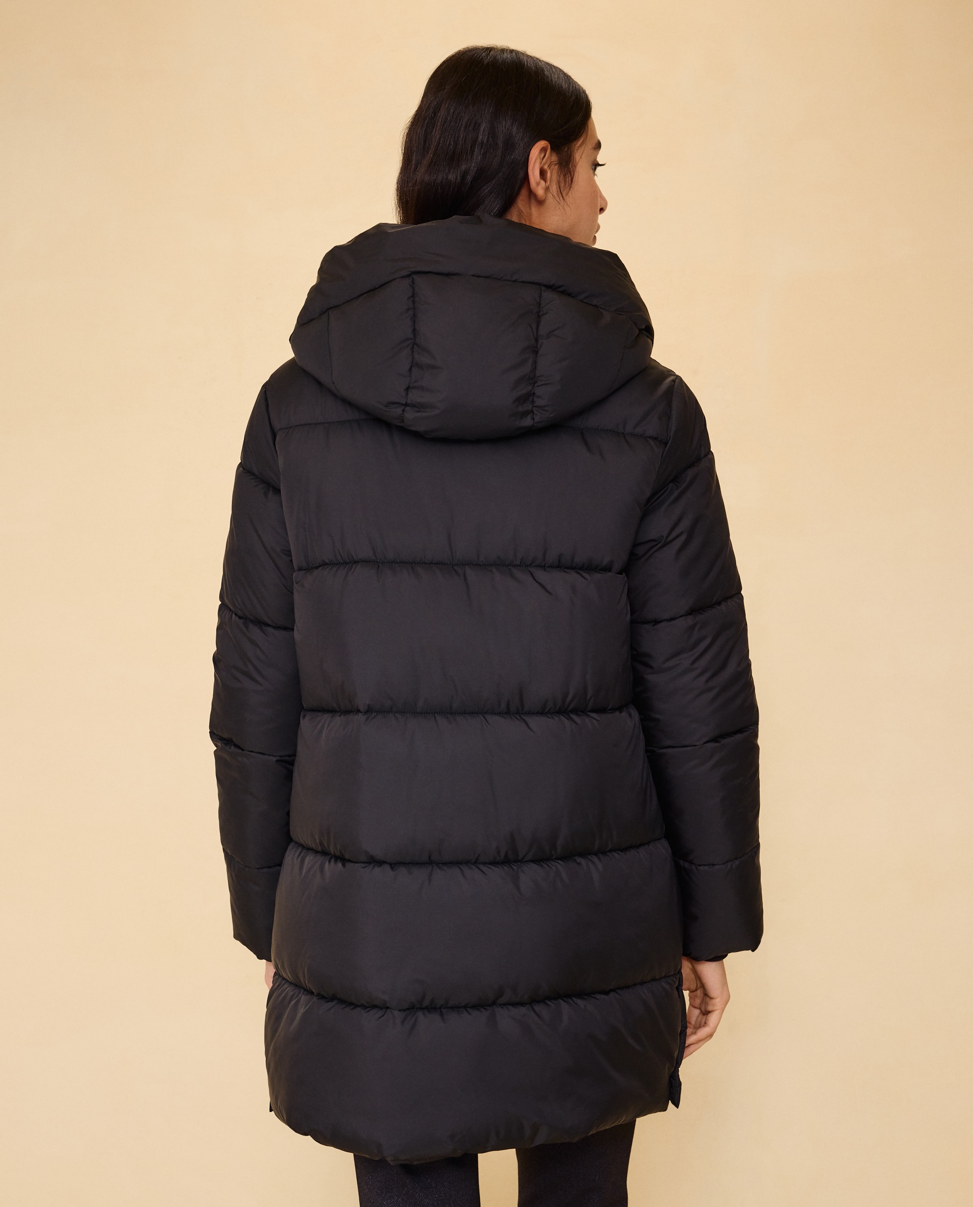 Imagen 3 de Abrigo acolchado cruzado capucha - Easy Wear - Negro Negro