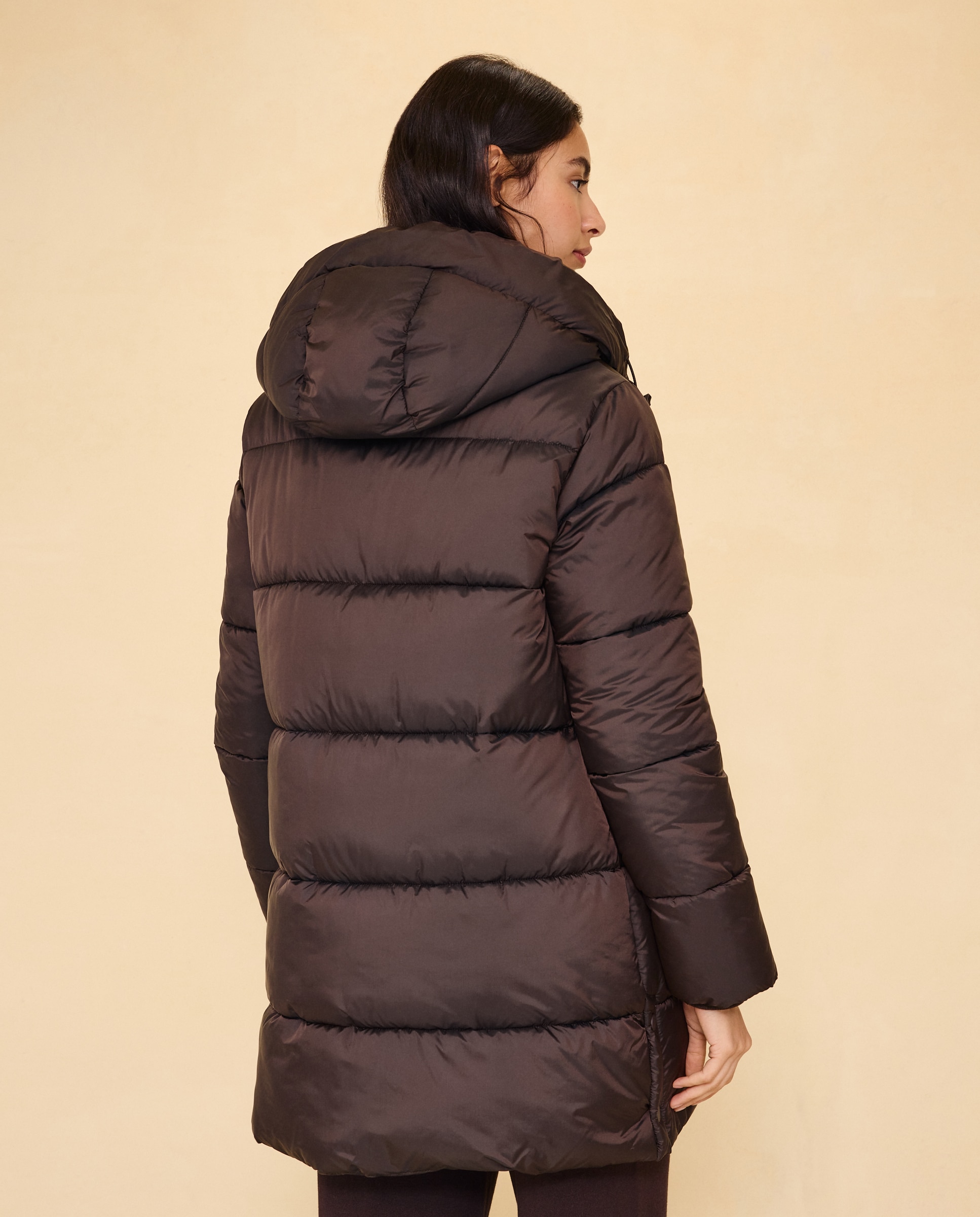 Imagen 3 de Abrigo acolchado cruzado capucha - Easy Wear - Chocolate Chocolate