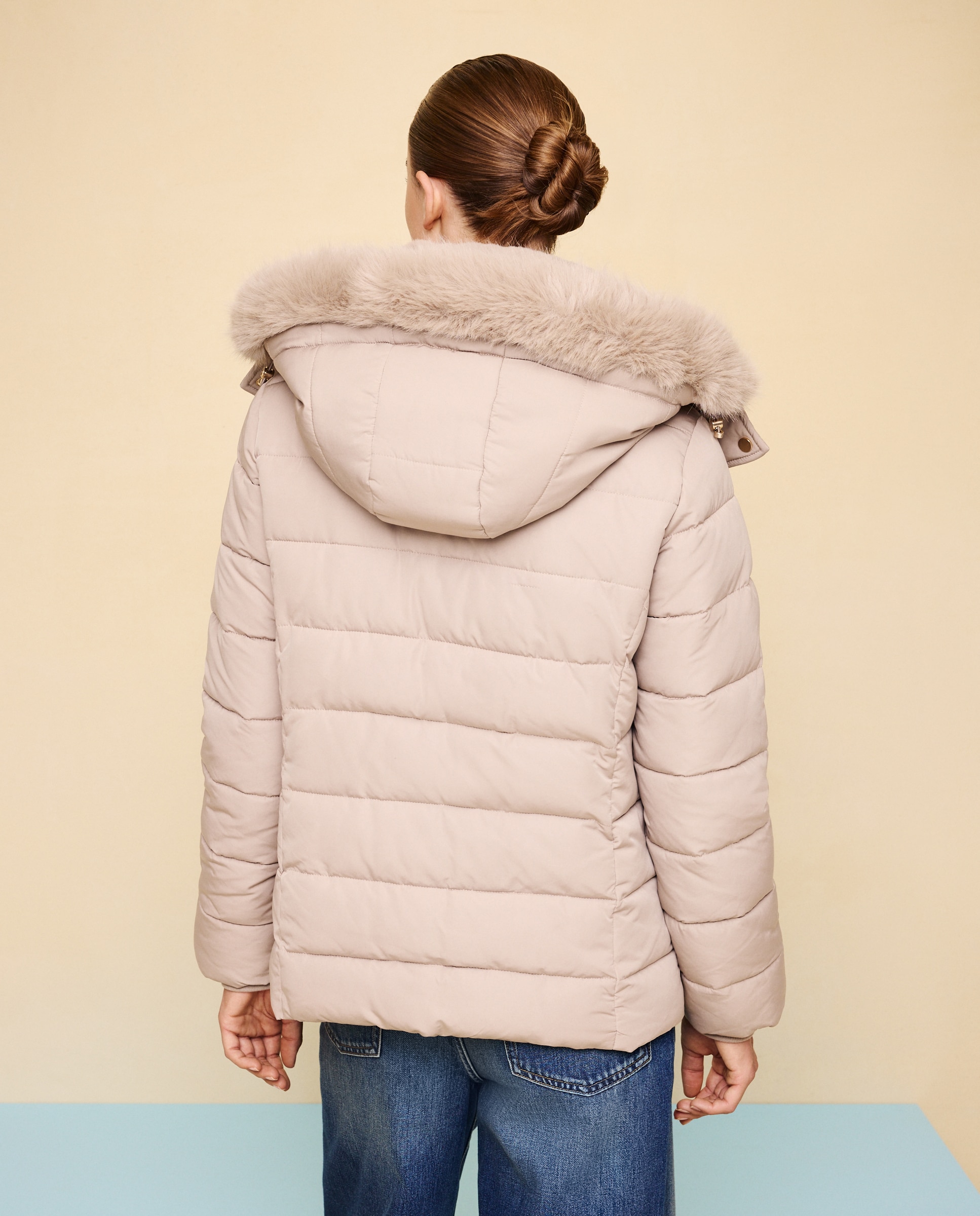 Imagen 3 de Abrigo acolchado capucha pelo - Easy Wear - Visón claro Visón claro
