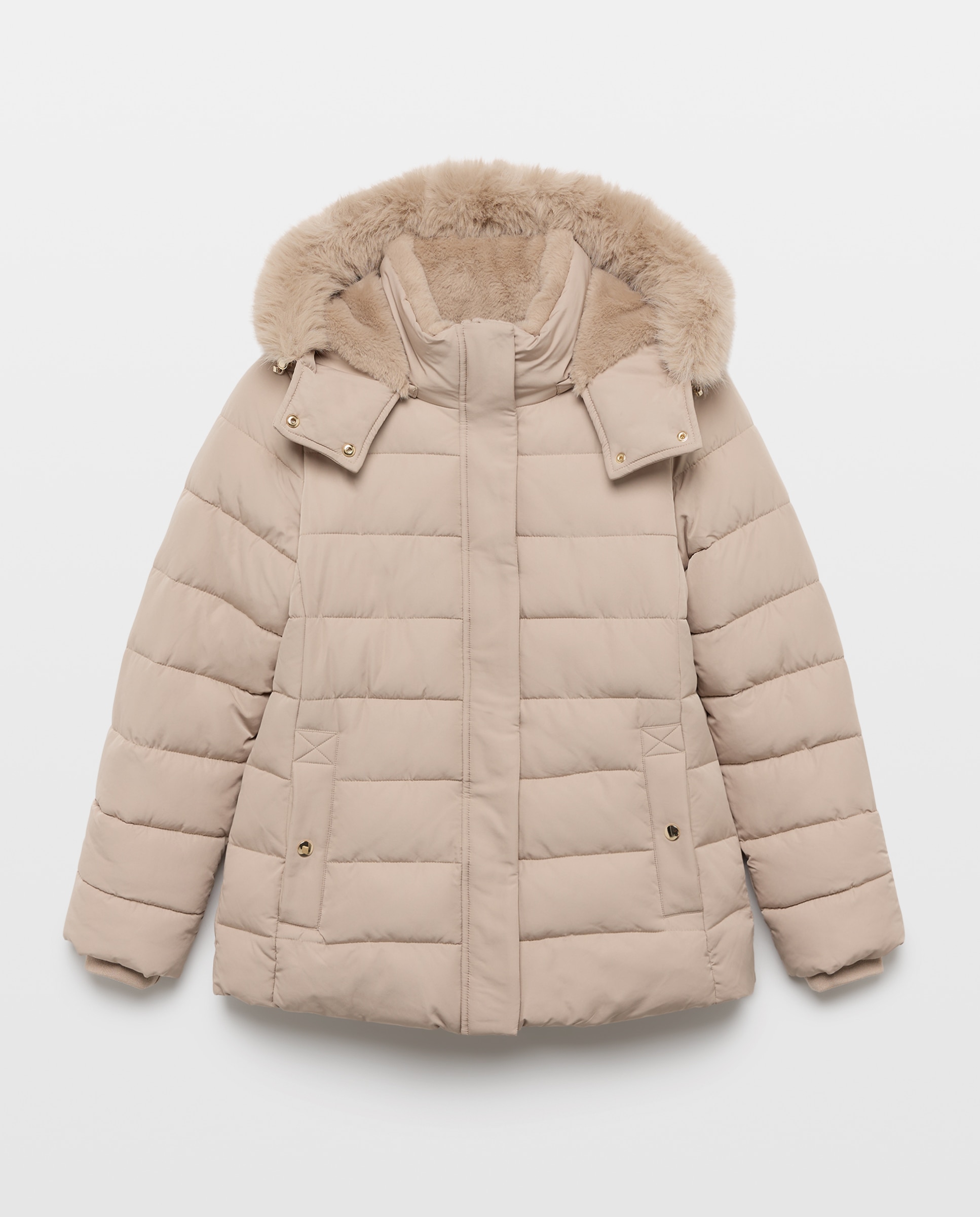 Imagen 5 de Abrigo acolchado capucha pelo - Easy Wear - Visón claro Visón claro