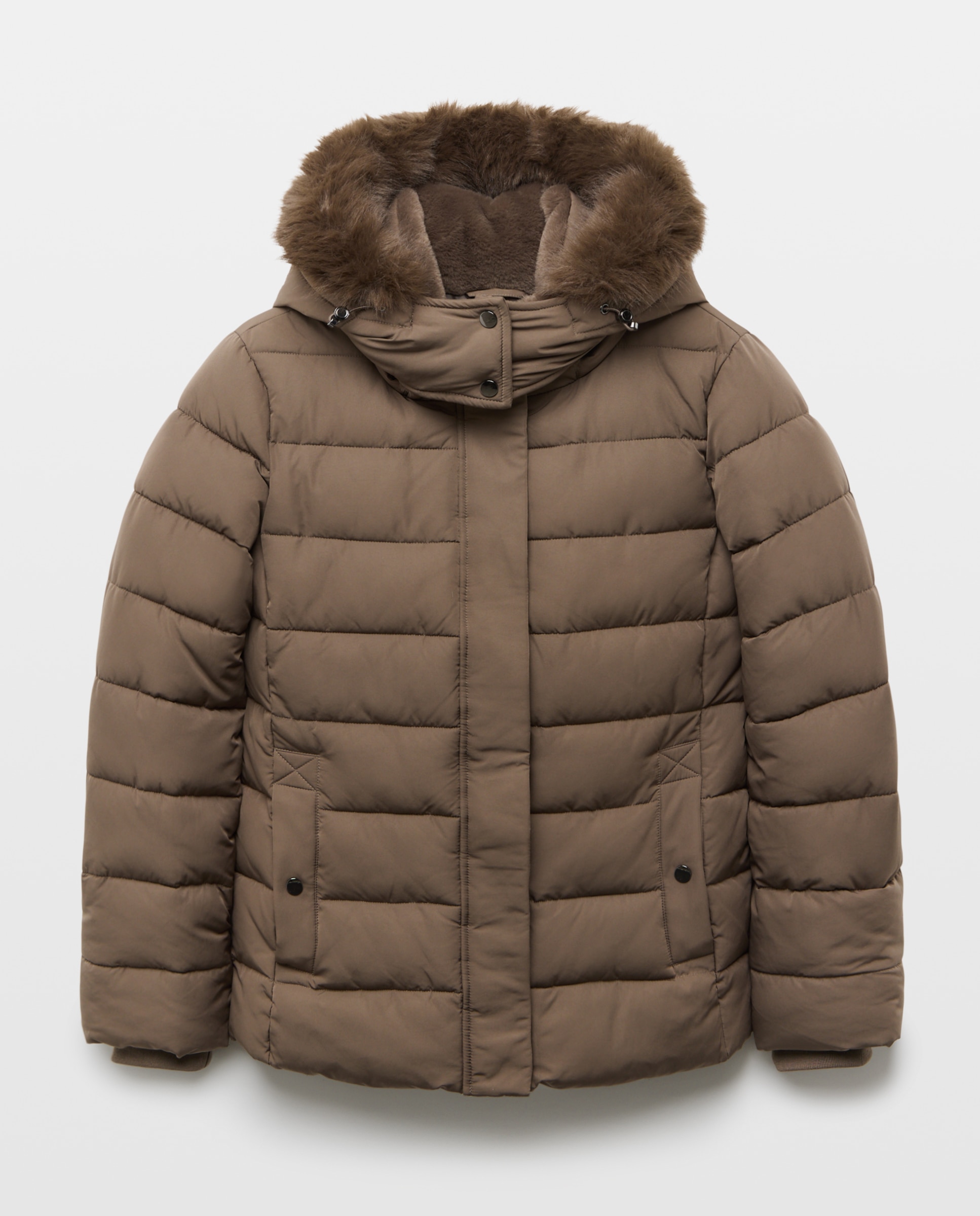 Imagen 5 de Abrigo acolchado capucha pelo - Easy Wear - Visón oscuro Visón oscuro