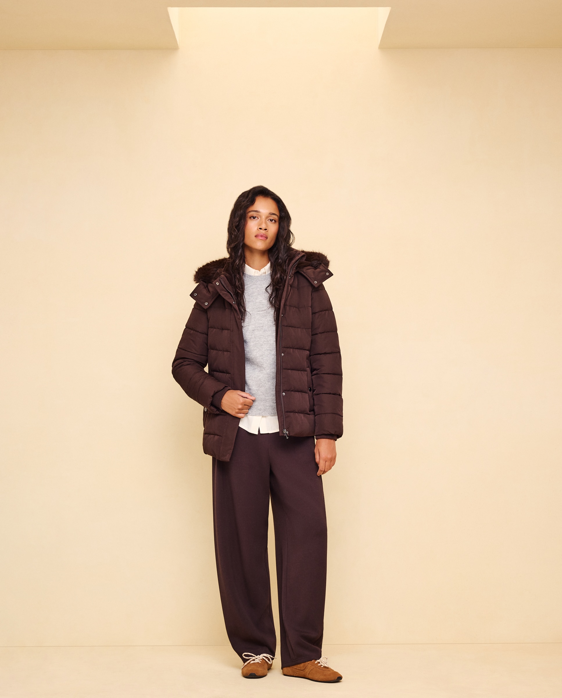Imagen 2 de Abrigo acolchado capucha pelo - Easy Wear - Chocolate Chocolate