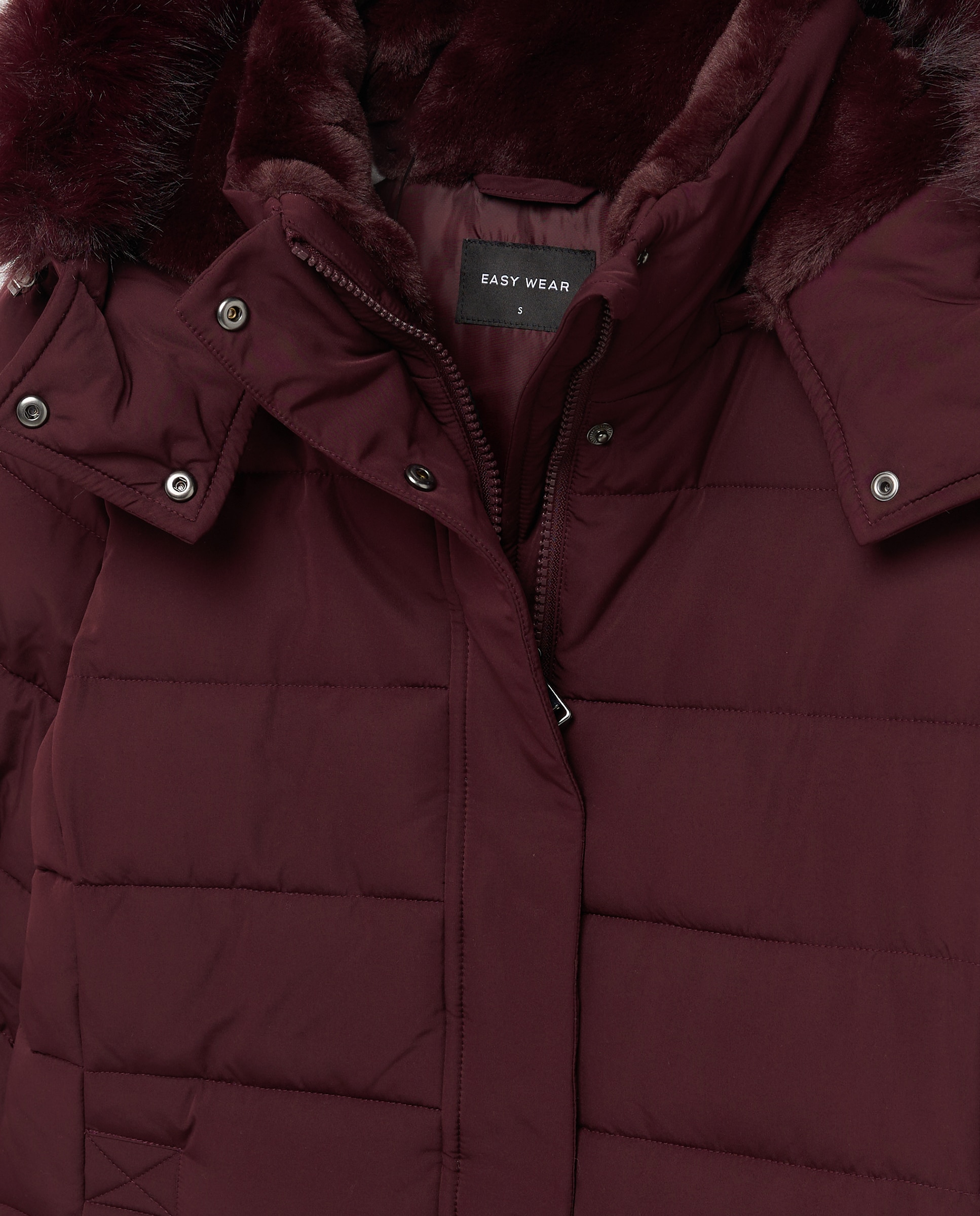 Imagen 6 de Abrigo acolchado capucha pelo - Easy Wear - Burdeos Burdeos