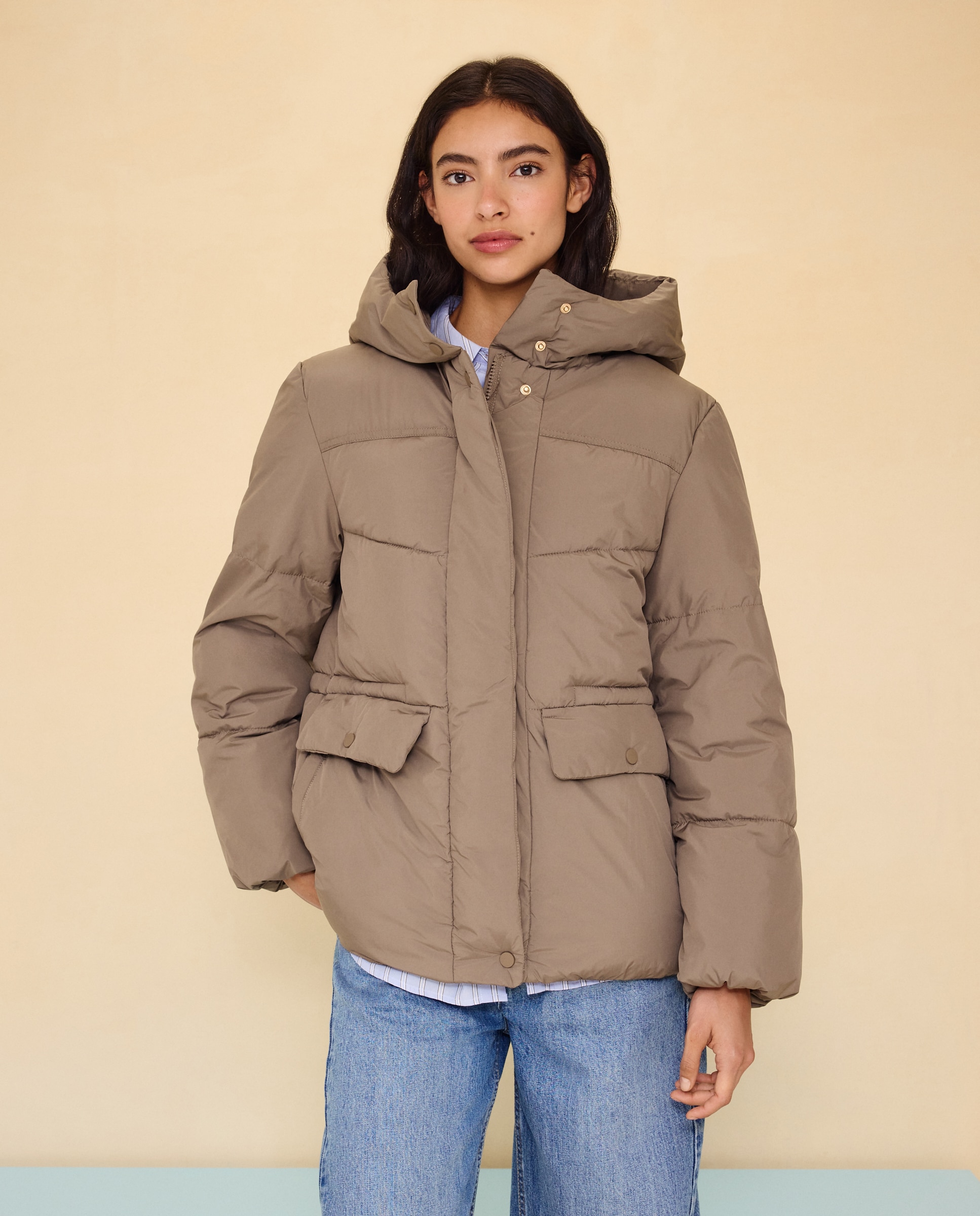 Imagen 2 de Abrigo acolchado de mujer con capucha - Easy Wear - 520 Kaki 520 Kaki
