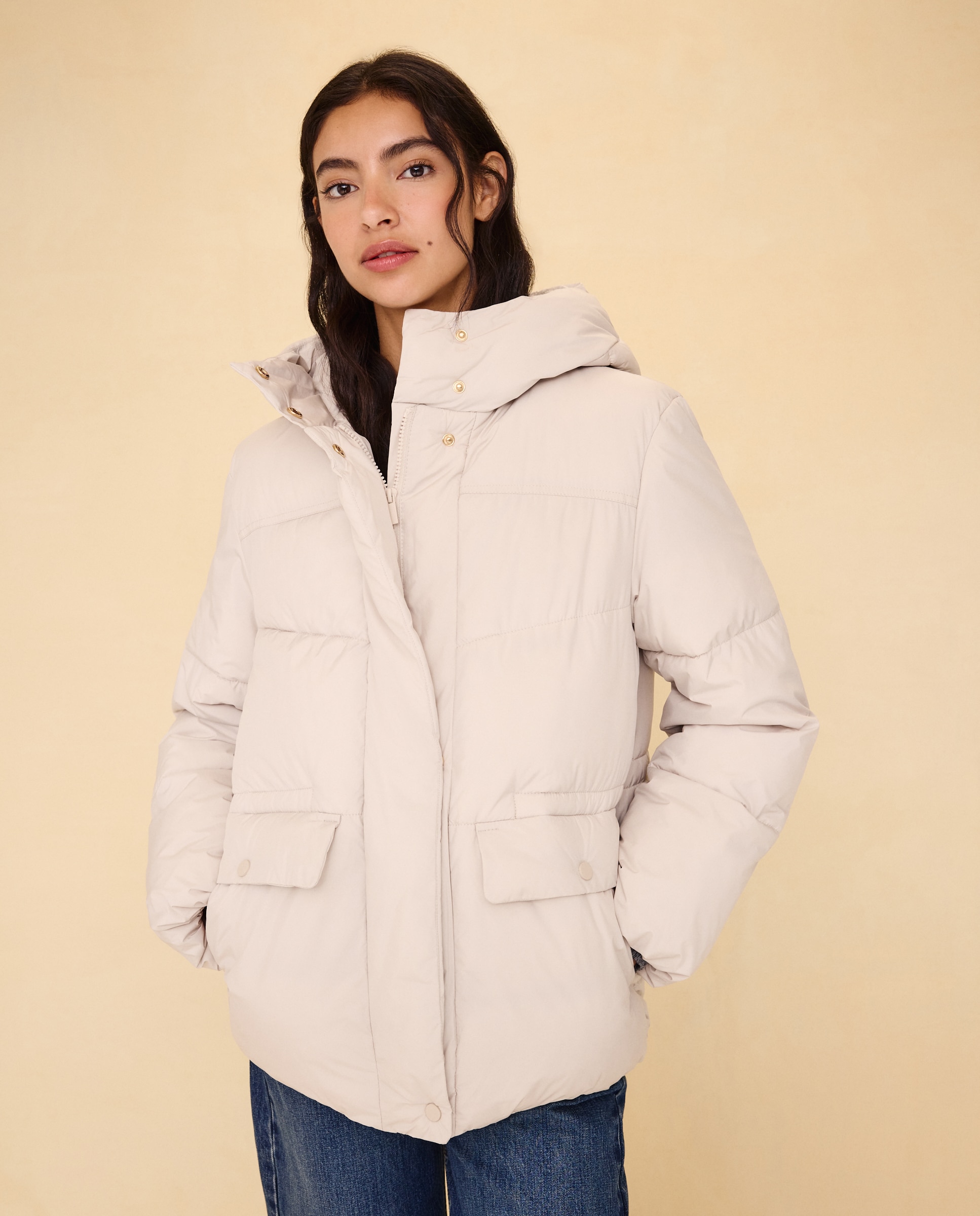 Imagen 1 de Abrigo acolchado de mujer con capucha - Easy Wear - Rice paper Rice paper