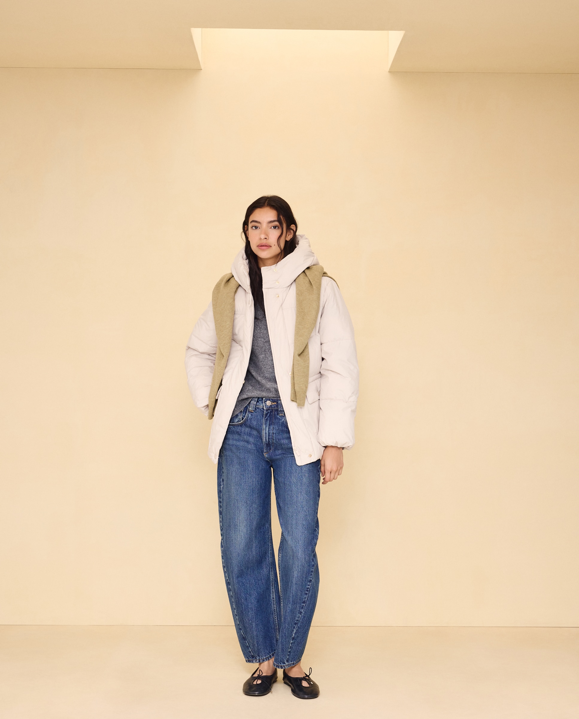 Imagen 2 de Abrigo acolchado de mujer con capucha - Easy Wear - Rice paper Rice paper